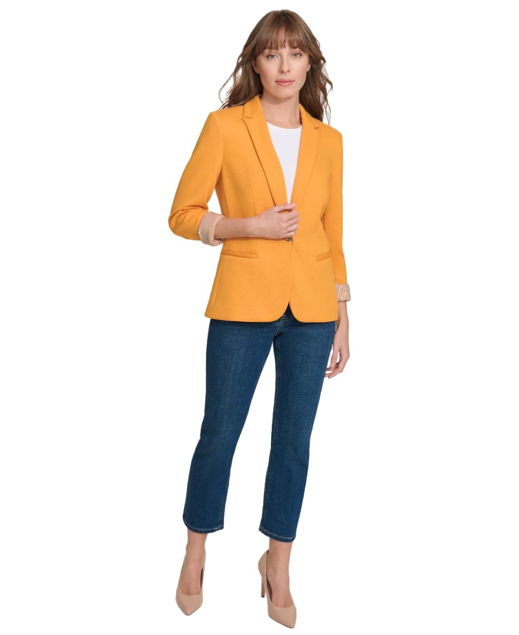 Foto 3 | Blazer Tommy Hilfiger Para Mujer, Diseño De Girasol Con Un Botón, Talla 2 - Venta Internacional.