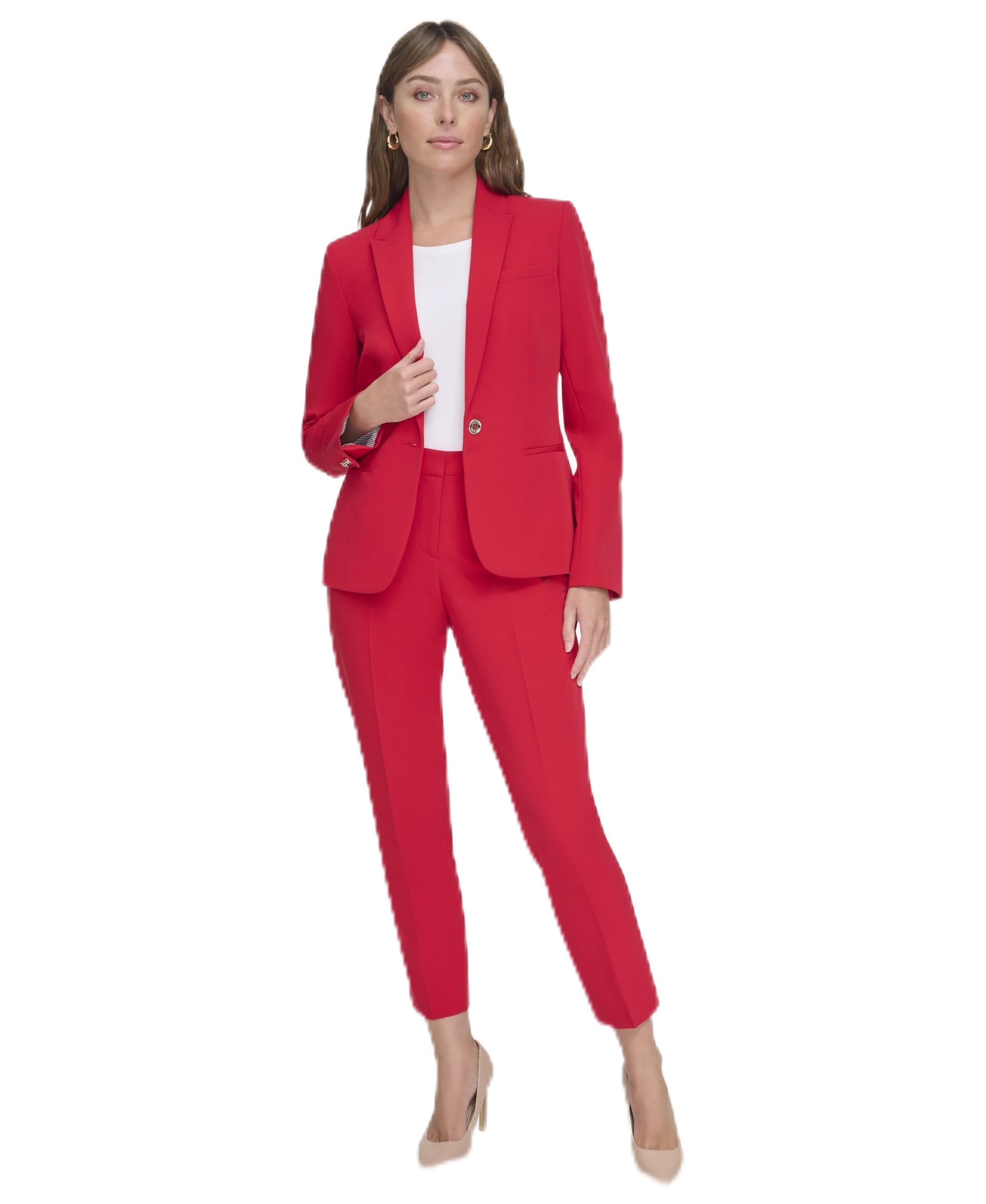 Chaqueta Tommy Hilfiger Para Mujer, Color Escarlata, Talla 16, Con Un Botón - Venta Internacional.