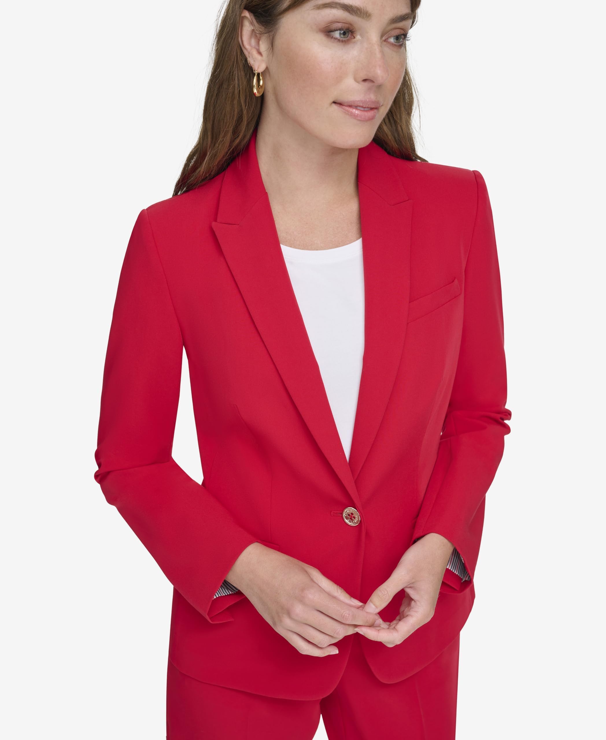 Foto 2 | Chaqueta Tommy Hilfiger Para Mujer, Color Escarlata, Talla 16, Con Un Botón - Venta Internacional.
