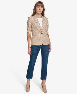 Foto 2 | Chaqueta De Negocios Para Mujer, Estilo Blazer Tommy Hilfiger, Color Tabaco/marfil - Venta Internacional.