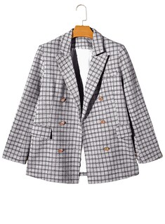 Foto 7 | Chaqueta Tipo Blazer Happy Sailed Para Mujer, Tweed, A Cuadros, Color Blanco, 2xl - Venta Internacional.