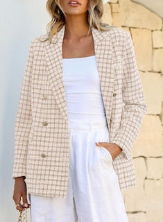 Foto 5 | Blazer Happy Sailed Plaid Para Mujer, Casual, De Negocios, Color Mostaza - Venta Internacional.