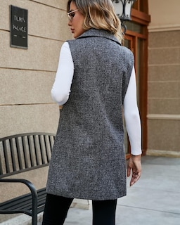 Foto 2 | Chaqueta Tipo Chaleco Kedera, Gabardina Larga Sin Mangas Para Mujer - Venta Internacional.