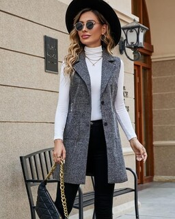 Foto 5 | Chaqueta Tipo Chaleco Kedera, Gabardina Larga Sin Mangas Para Mujer - Venta Internacional.