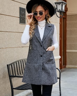 Foto 6 | Chaqueta Tipo Chaleco Kedera, Gabardina Larga Sin Mangas Para Mujer - Venta Internacional.