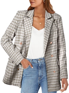 Foto 1 | Blazer Happy Sailed Para Mujer, Tweed, Doble Botonadura, Color Marrón L - Venta Internacional.