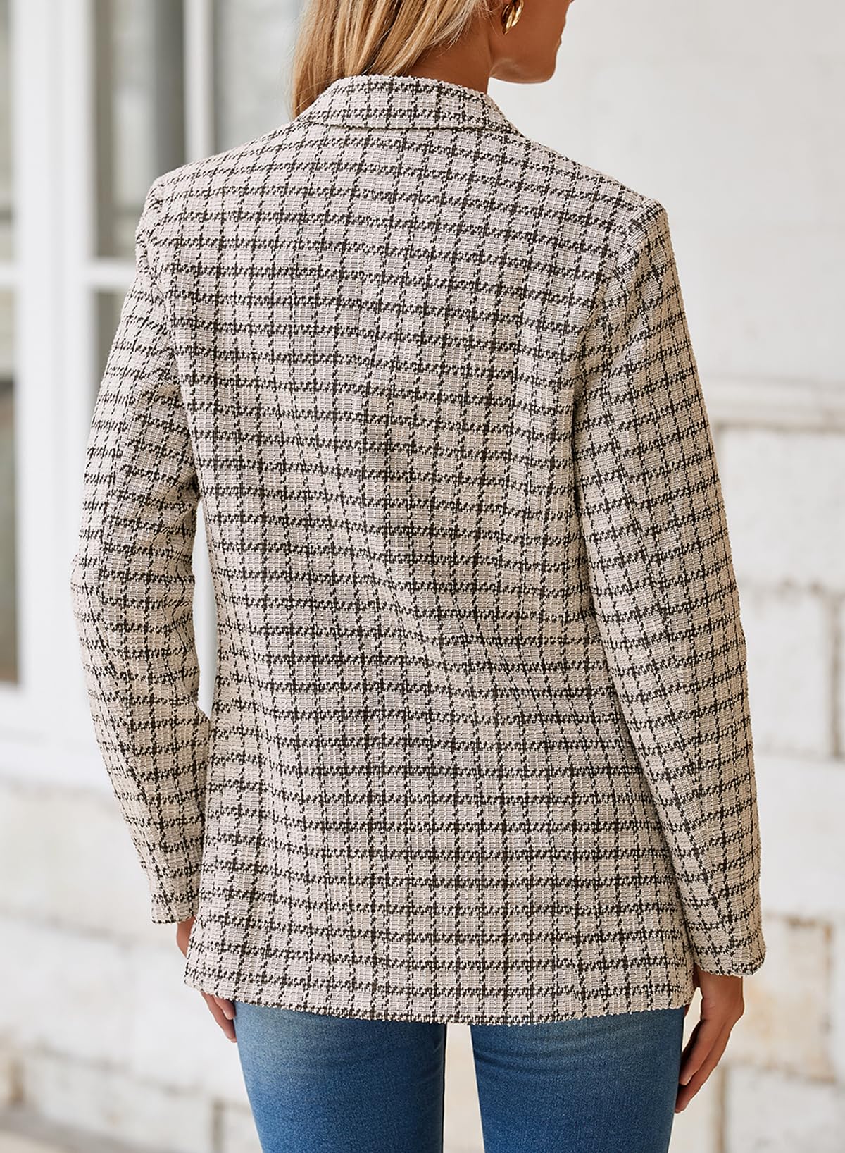 Foto 3 pulgar | Blazer Happy Sailed Para Mujer, Tweed, Doble Botonadura, Color Marrón L - Venta Internacional.