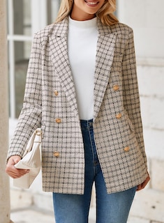 Foto 3 | Blazer Happy Sailed Para Mujer, Tweed, Doble Botonadura, Color Marrón L - Venta Internacional.