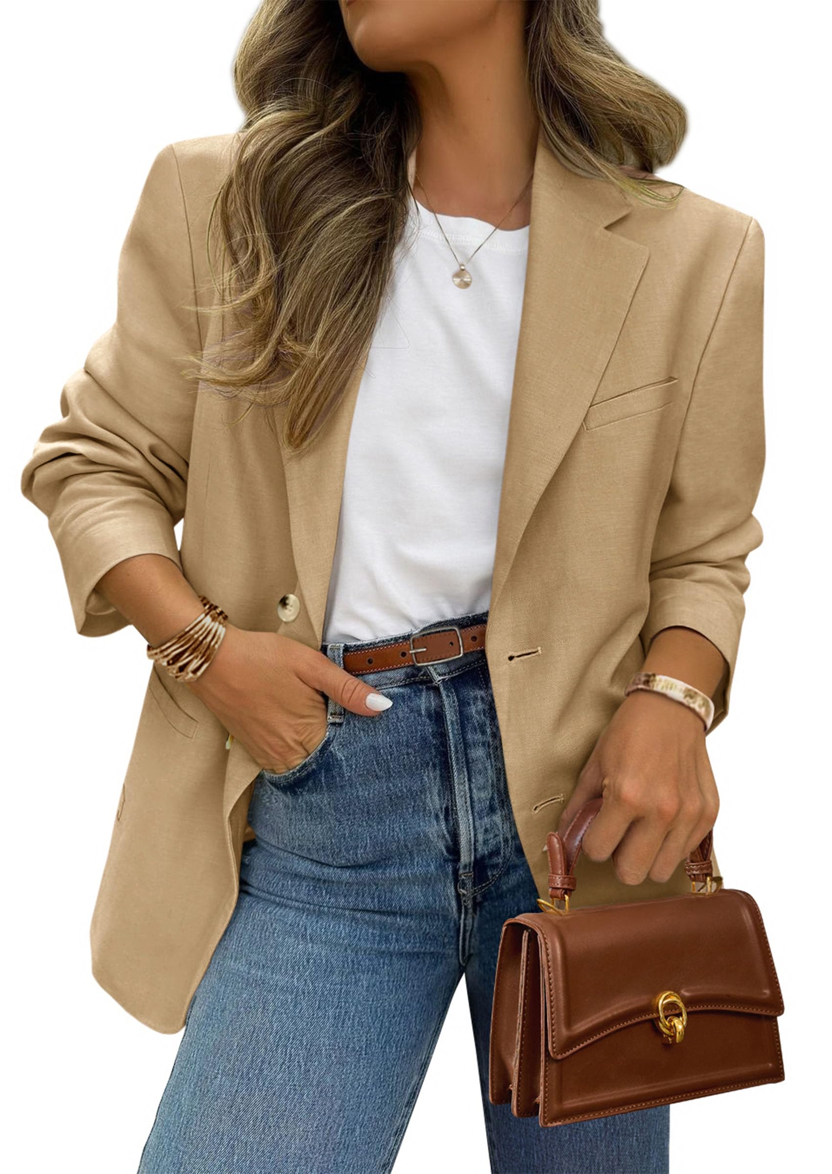 Foto 1 | Blazer Prettygarden 2025 Para Mujer, Casual, De Negocios, Color Caqui, Xxl - Venta Internacional.