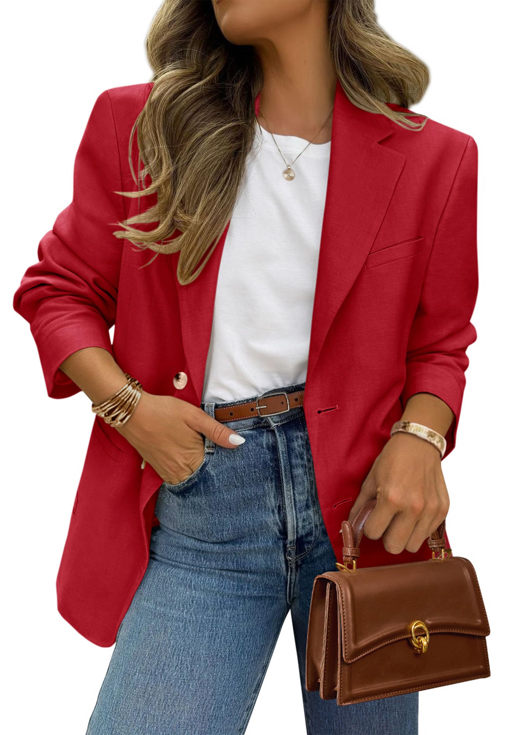 Foto 2 pulgar | Blazer Prettygarden 2025 Para Mujer, Casual, De Negocios, Color Rojo Xxl - Venta Internacional.