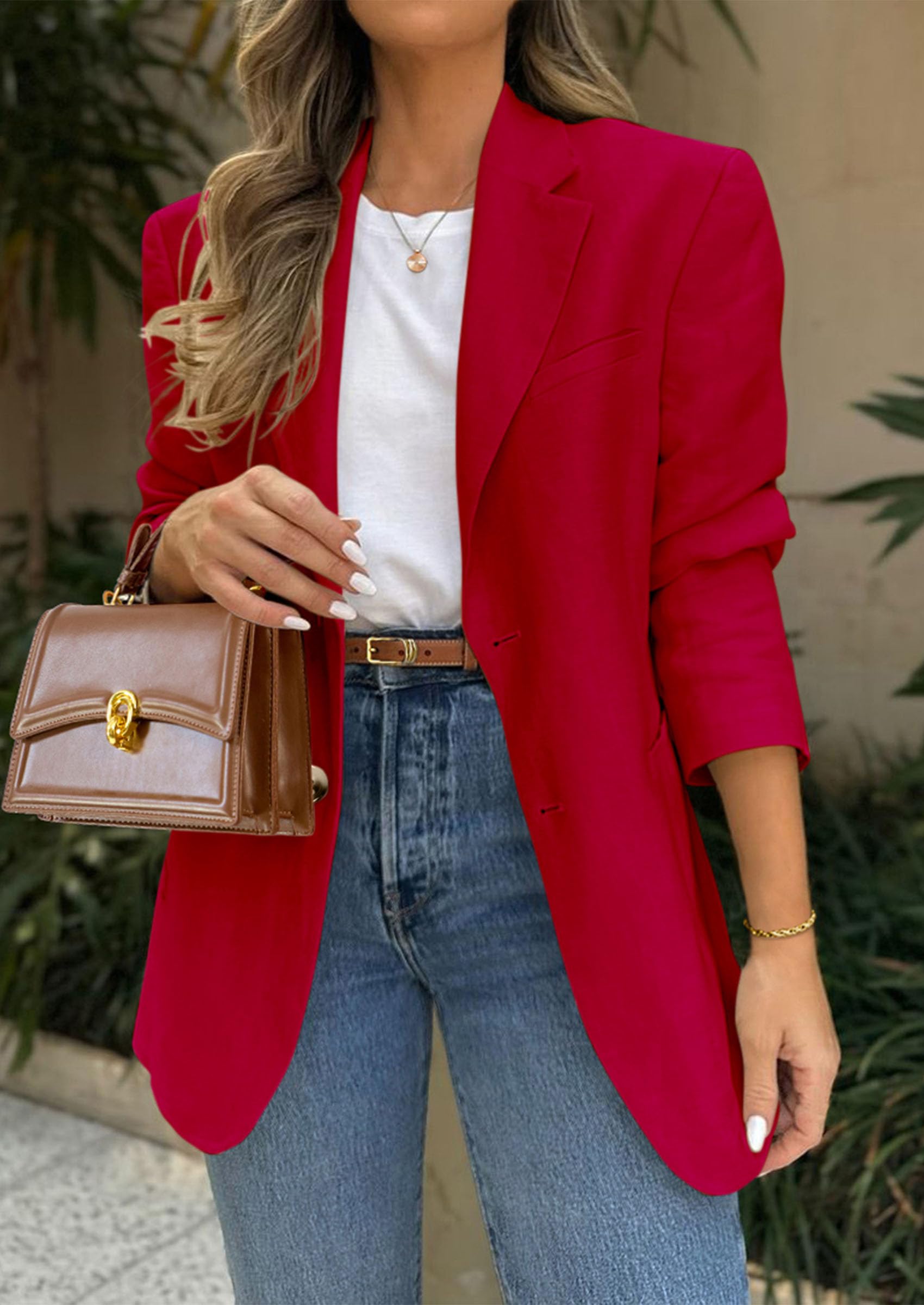 Foto 4 pulgar | Blazer Prettygarden 2025 Para Mujer, Casual, De Negocios, Color Rojo Xxl - Venta Internacional.