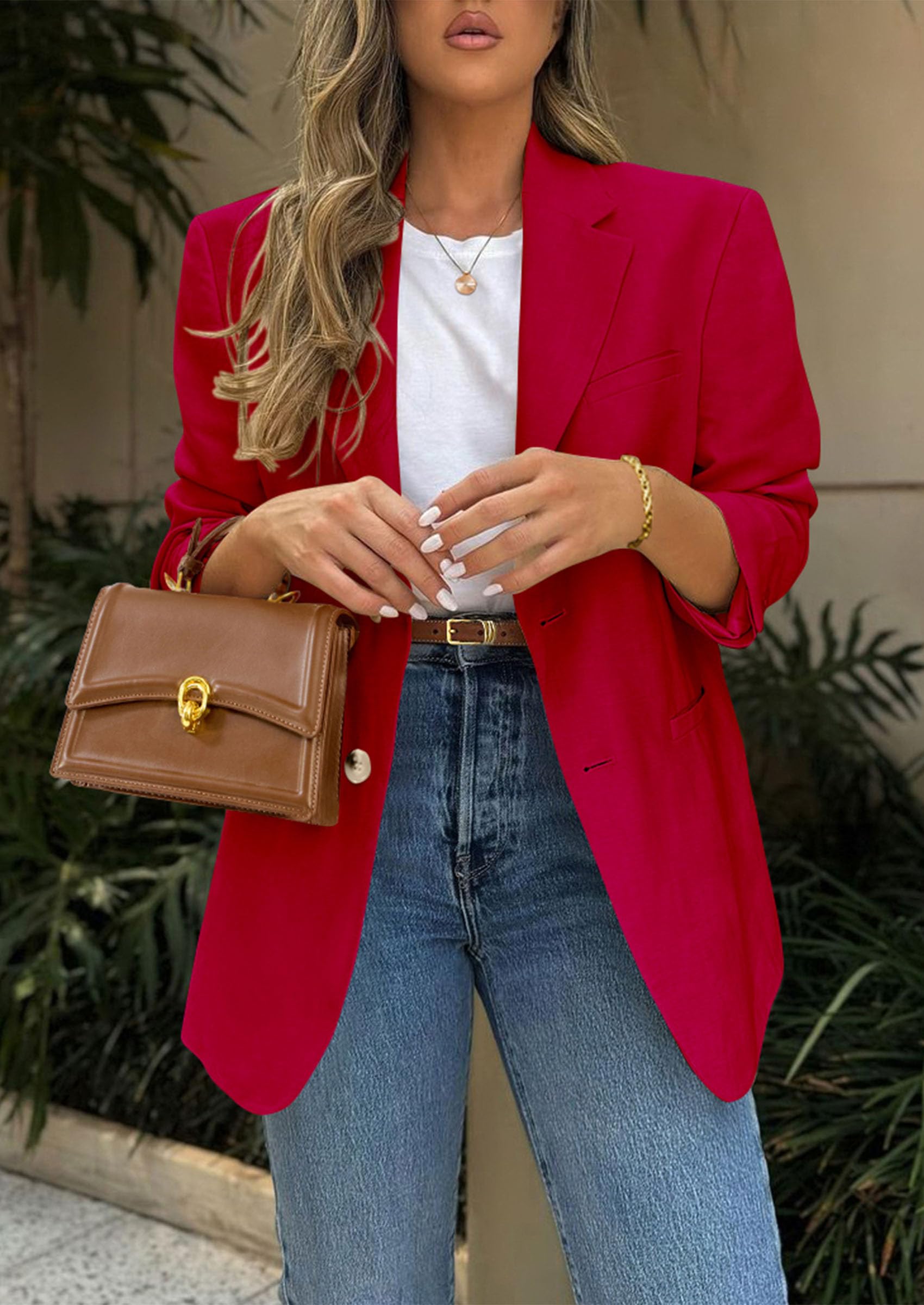 Foto 5 pulgar | Blazer Prettygarden 2025 Para Mujer, Casual, De Negocios, Color Rojo Xxl - Venta Internacional.