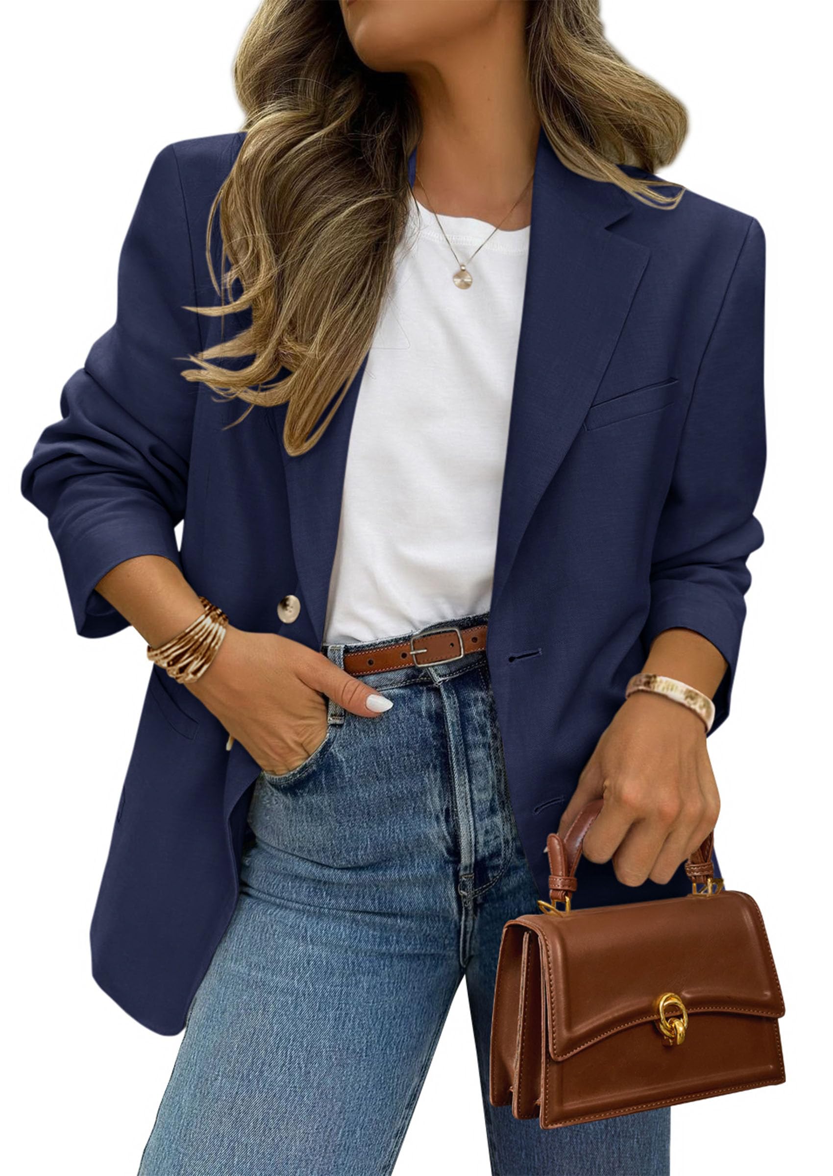 Blazer Prettygarden 2025 Para Mujer, Casual, De Negocios, Azul Marino - Venta Internacional.
