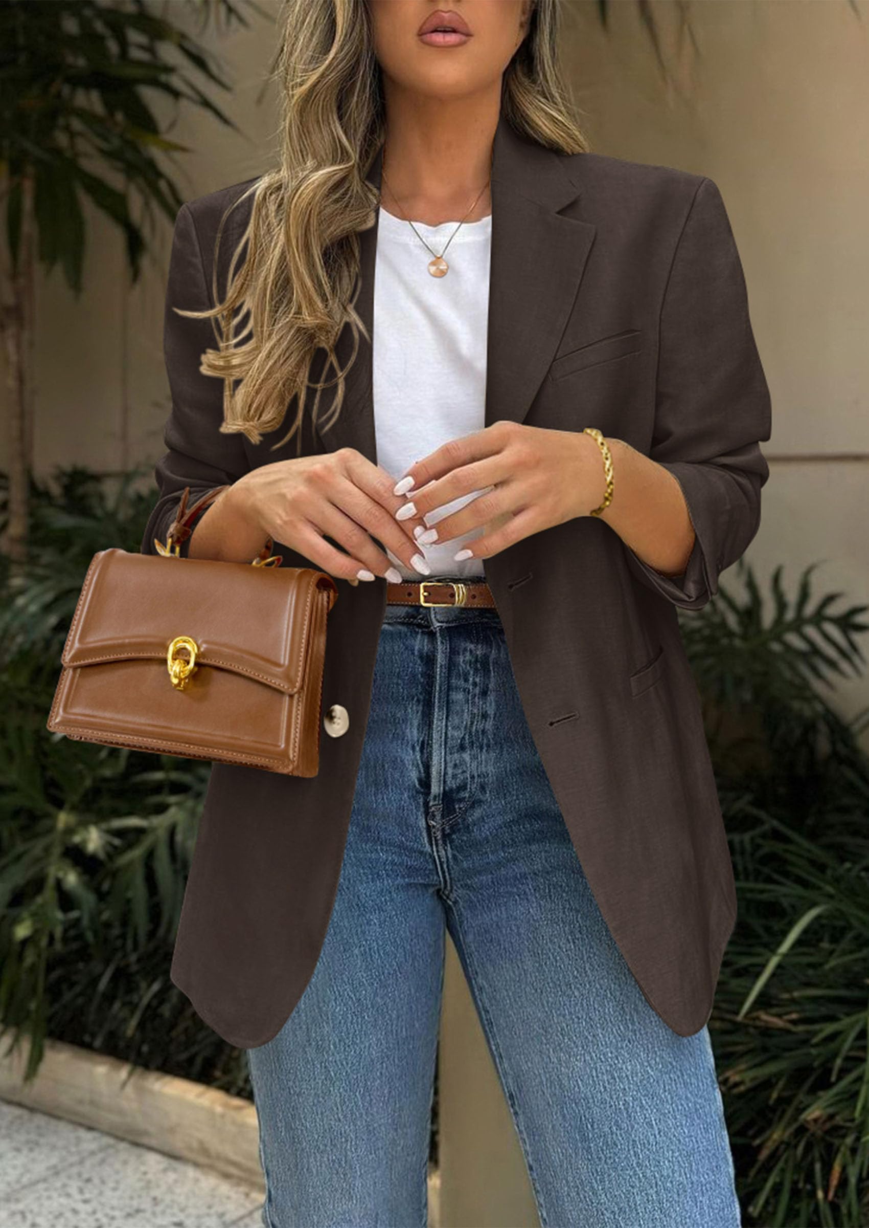 Foto 4 | Blazer Prettygarden 2025 Para Mujer, De Negocios, Informal, Café - Venta Internacional.