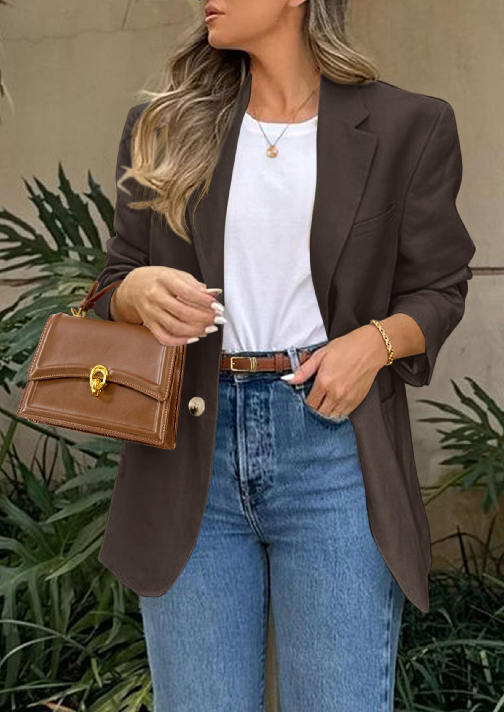 Foto 5 | Blazer Prettygarden 2025 Para Mujer, De Negocios, Informal, Café - Venta Internacional.