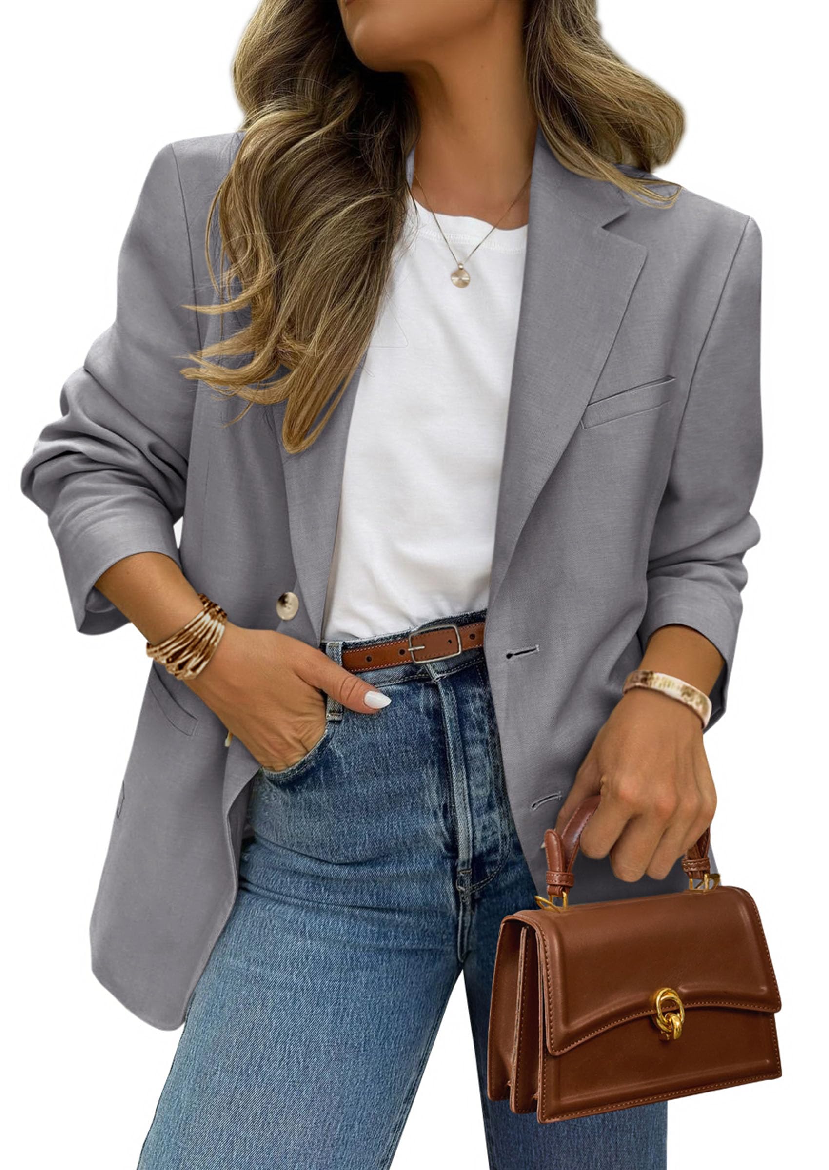 Foto 2 pulgar | Blazer Prettygarden 2025 Para Mujer, Casual, De Negocios, Talla S, Color Gris - Venta Internacional.