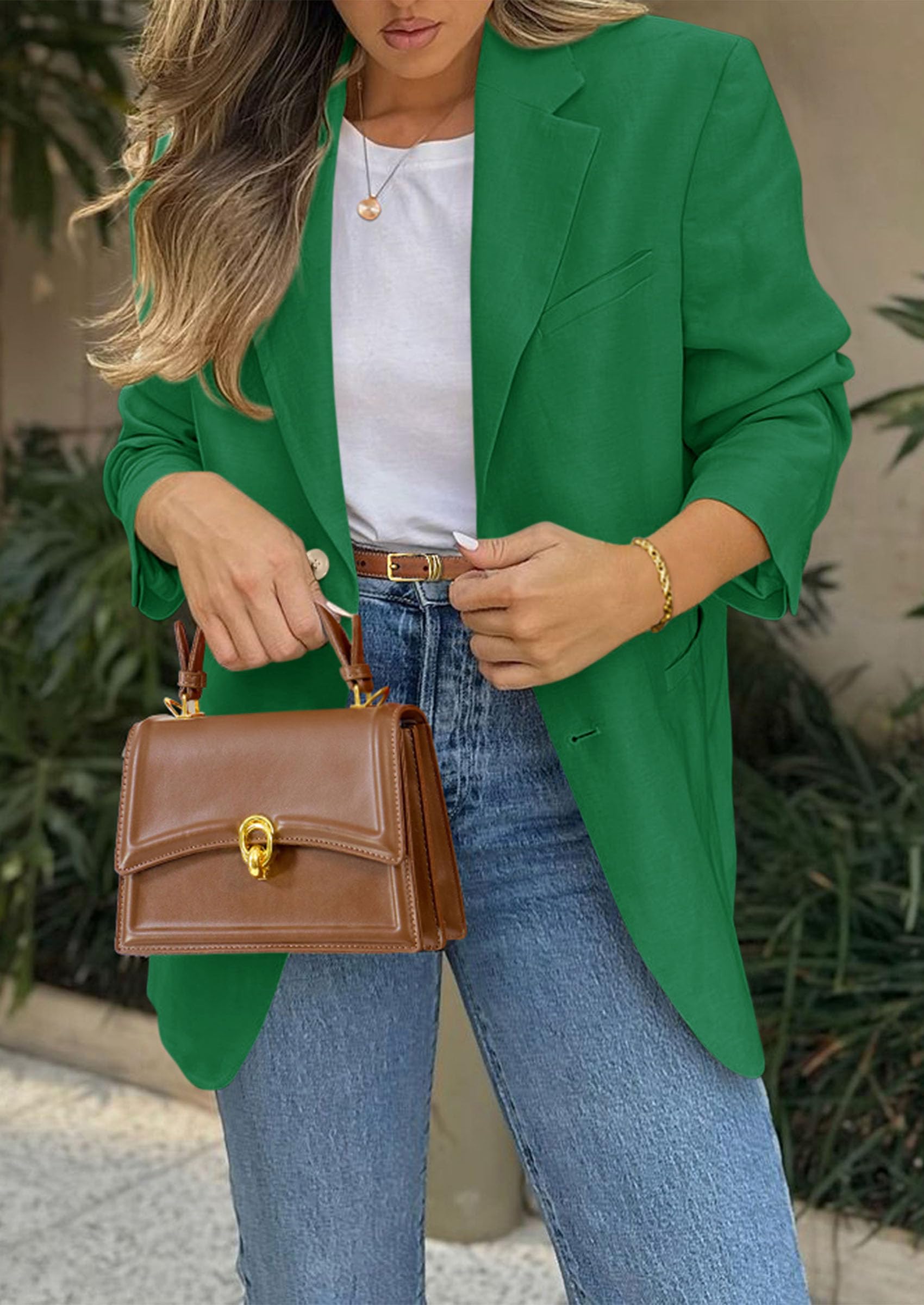 Foto 3 pulgar | Blazer Prettygarden 2025 Para Mujer, Casual, De Negocios, Color Verde - Venta Internacional.