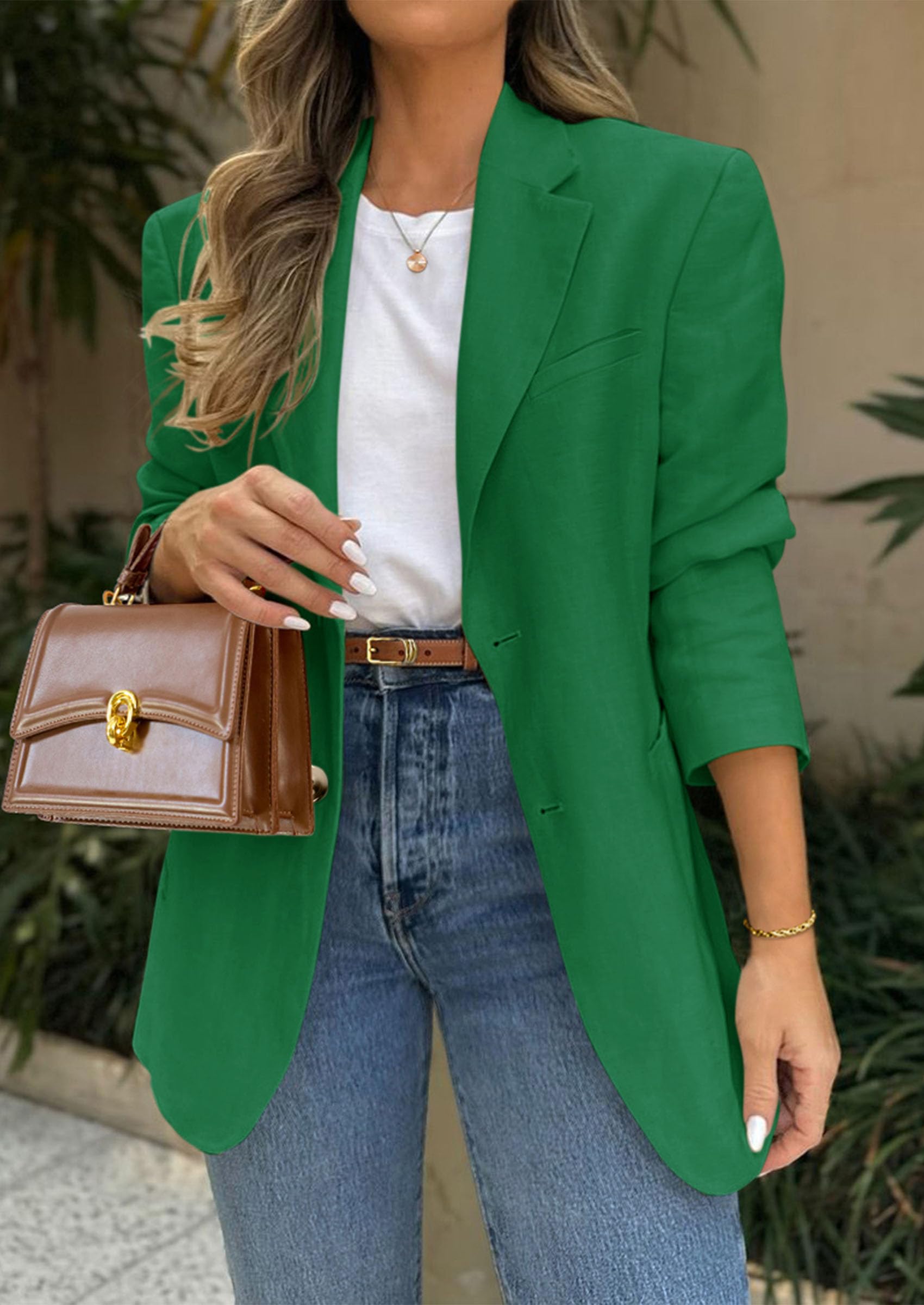 Foto 4 pulgar | Blazer Prettygarden 2025 Para Mujer, Casual, De Negocios, Color Verde - Venta Internacional.