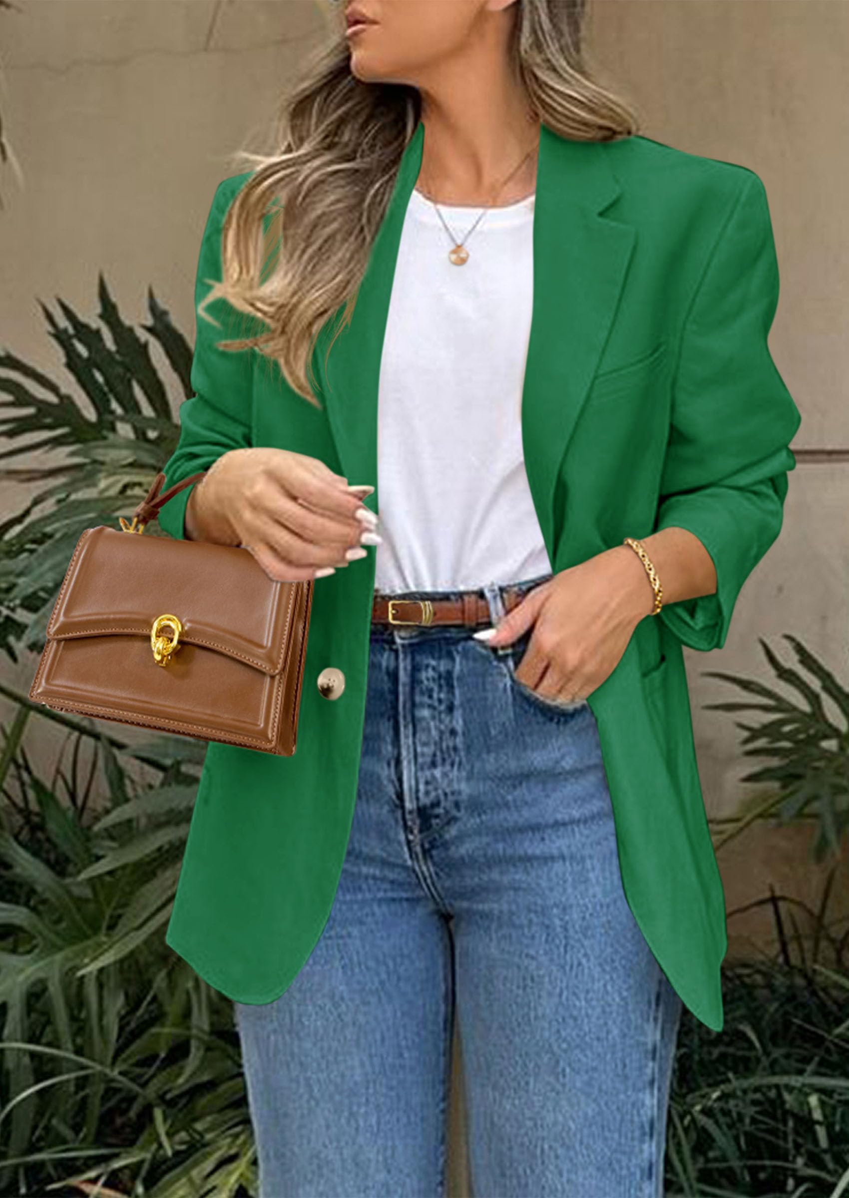 Foto 6 pulgar | Blazer Prettygarden 2025 Para Mujer, Casual, De Negocios, Color Verde - Venta Internacional.