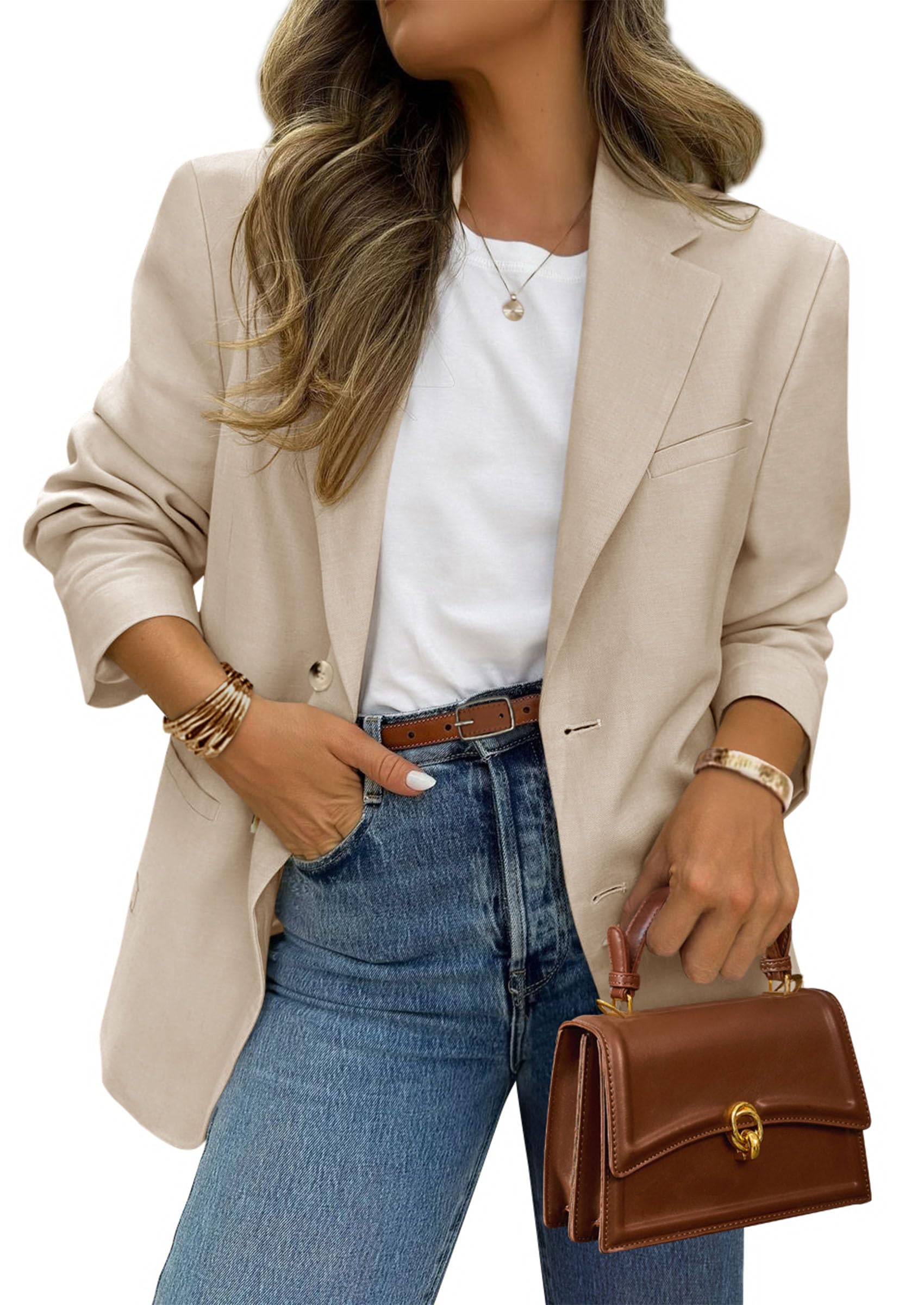 Foto 2 pulgar | Blazer Prettygarden 2025 Para Mujer, Casual, De Negocios, Beige, Xxl - Venta Internacional.