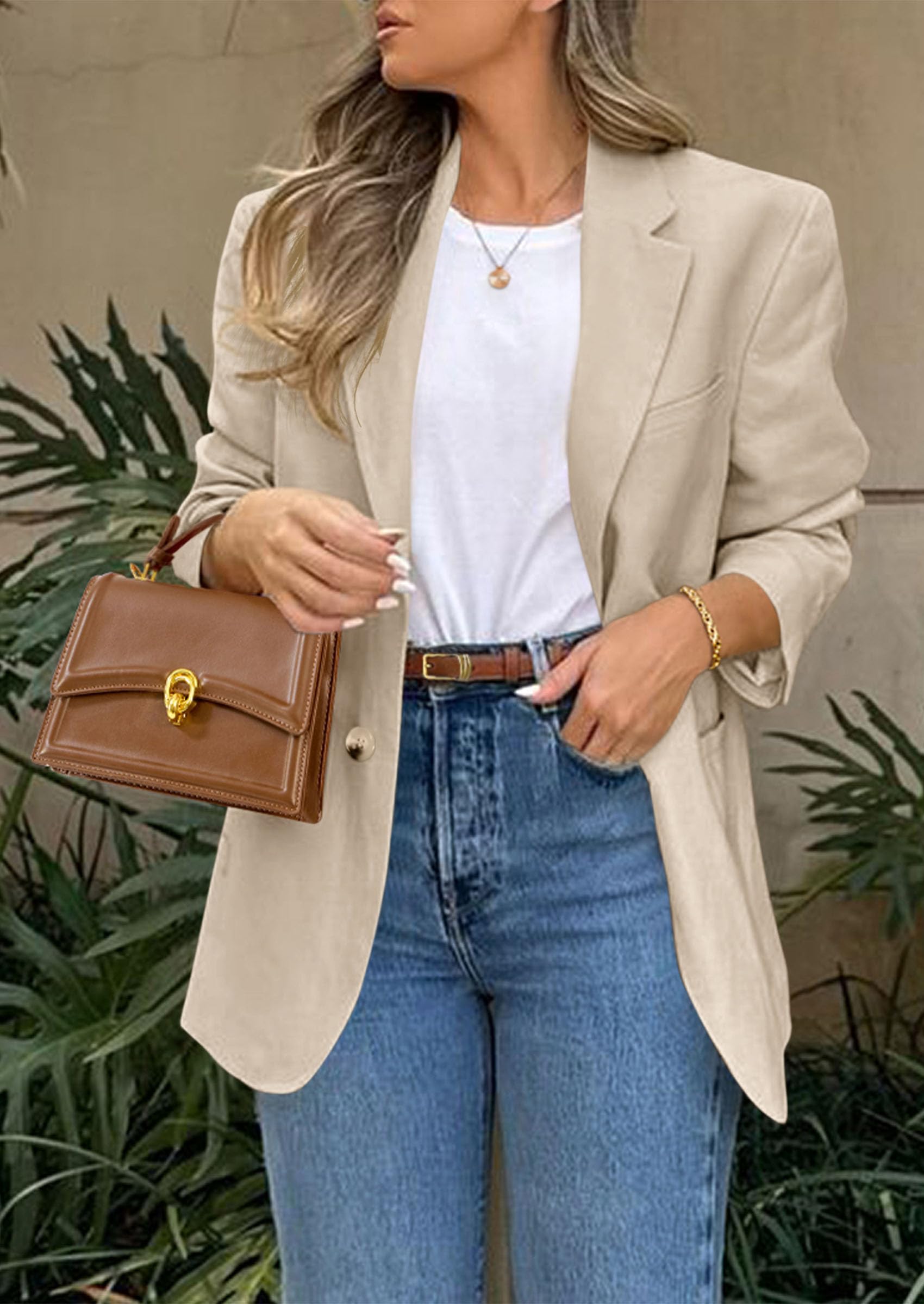Foto 5 | Blazer Prettygarden 2025 Para Mujer, Casual, De Negocios, Beige, Xxl - Venta Internacional.