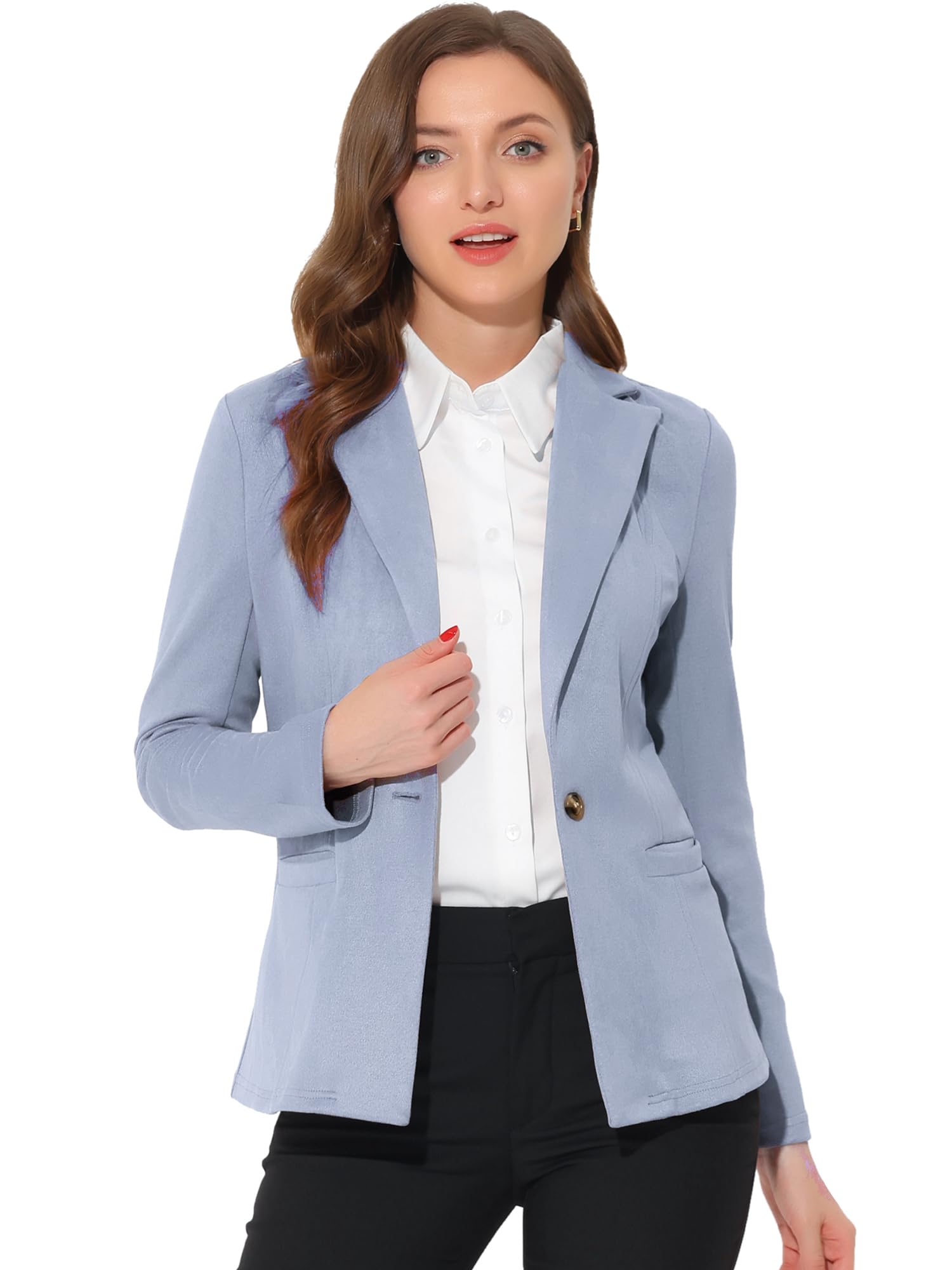 Foto 2 pulgar | Blazer Allegra K De Gamuza Sintética Con Cuello De Solapa Y Manga Larga Para Mujer - Venta Internacional.