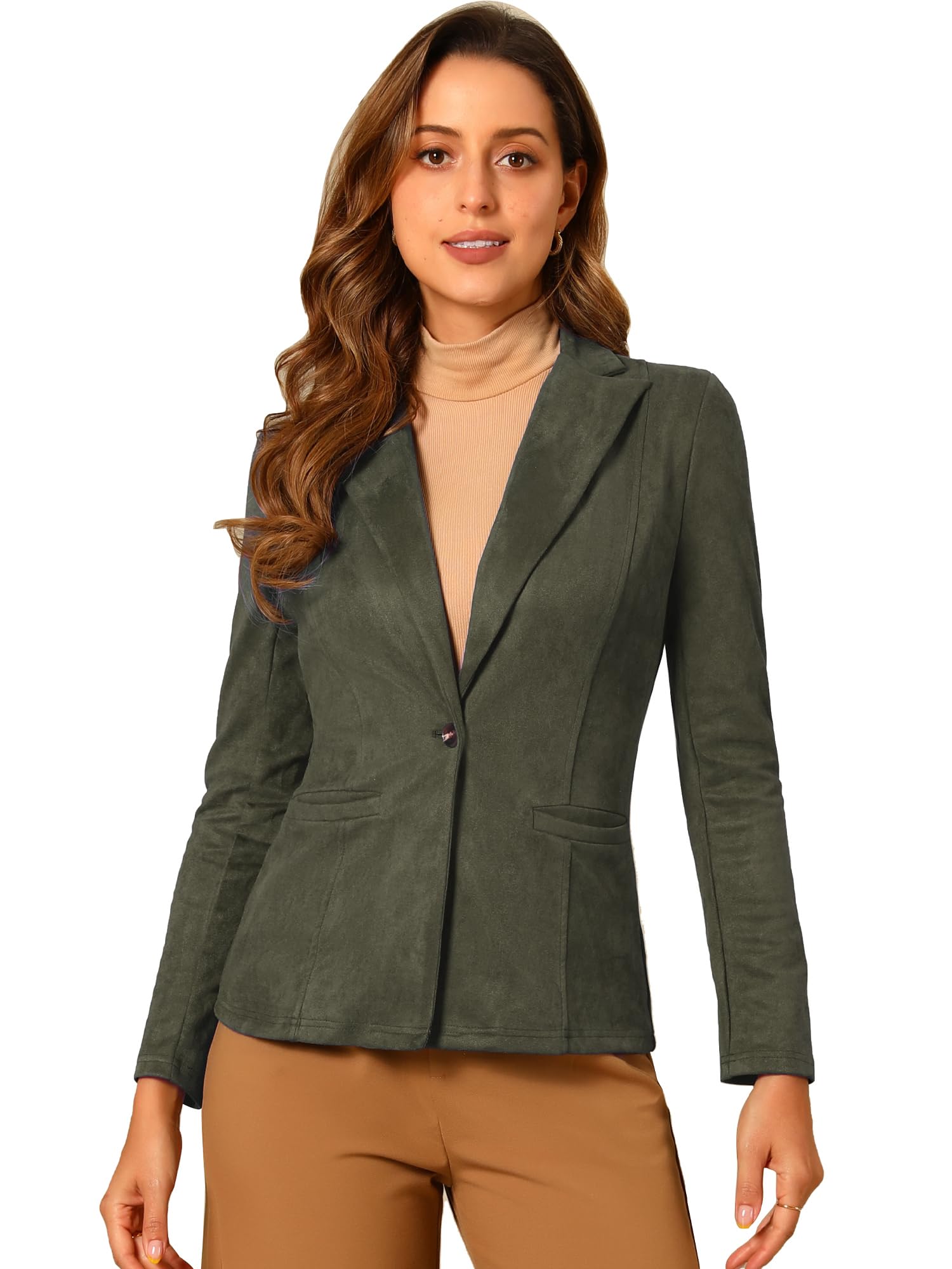 Foto 2 pulgar | Blazer Allegra K De Gamuza Sintética Con Cuello De Solapa Y Manga Larga Para Mujer - Venta Internacional.