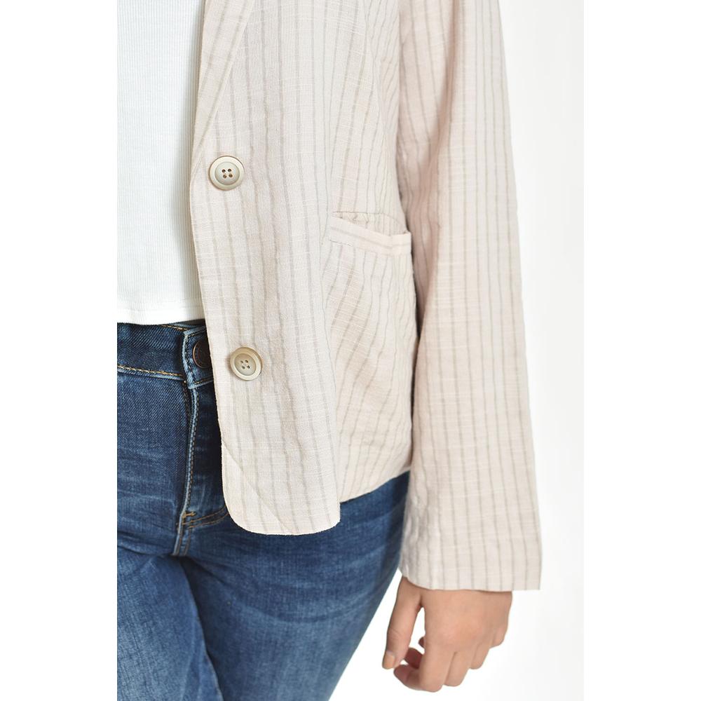 Foto 4 | Blazer De Lino A Rayas Roman Fashion /juvenil, 20275 (beige, Rayas) Beige