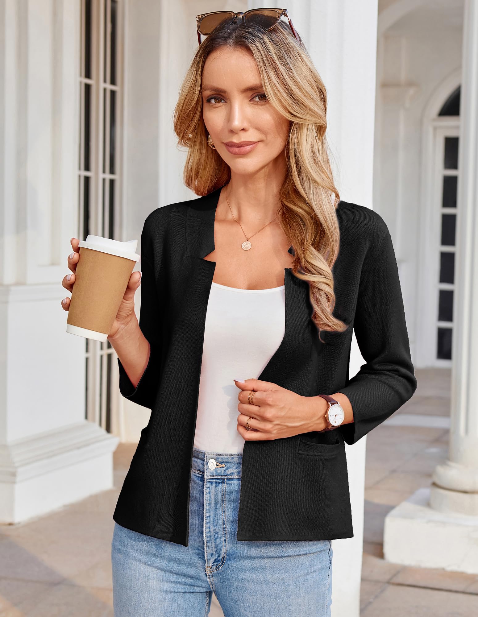 Foto 5 pulgar | Jersey Blazer Grace Karin De Punto Ligero Para Mujer, Talla S, Negro - Venta Internacional.