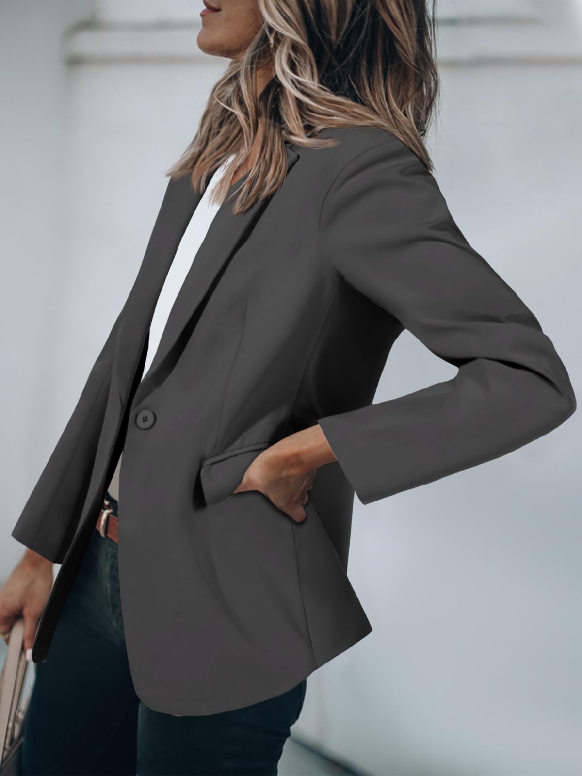 Foto 5 pulgar | Blazer Cicy Bell Casual De Manga Larga Con Frente Abierto Para Mujer - Venta Internacional.