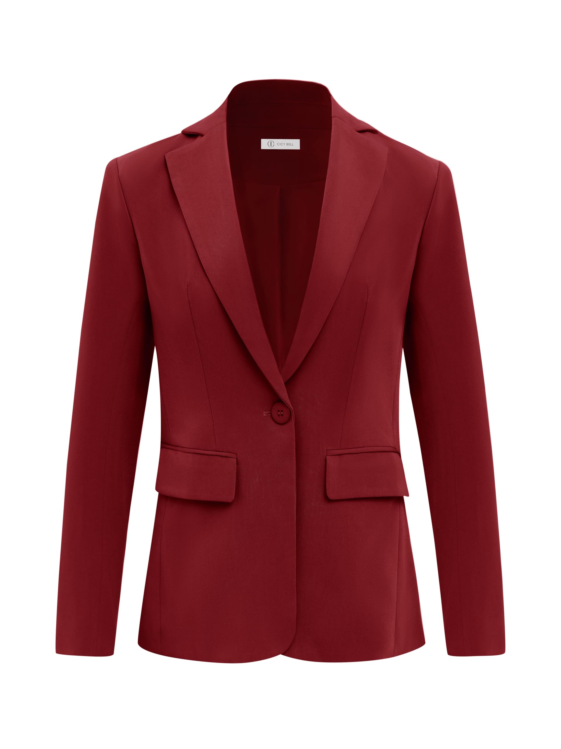 Foto 2 pulgar | Blazer Cicy Bell Para Mujer, Manga Larga, Parte Delantera Abierta, Color Burdeos - Venta Internacional.