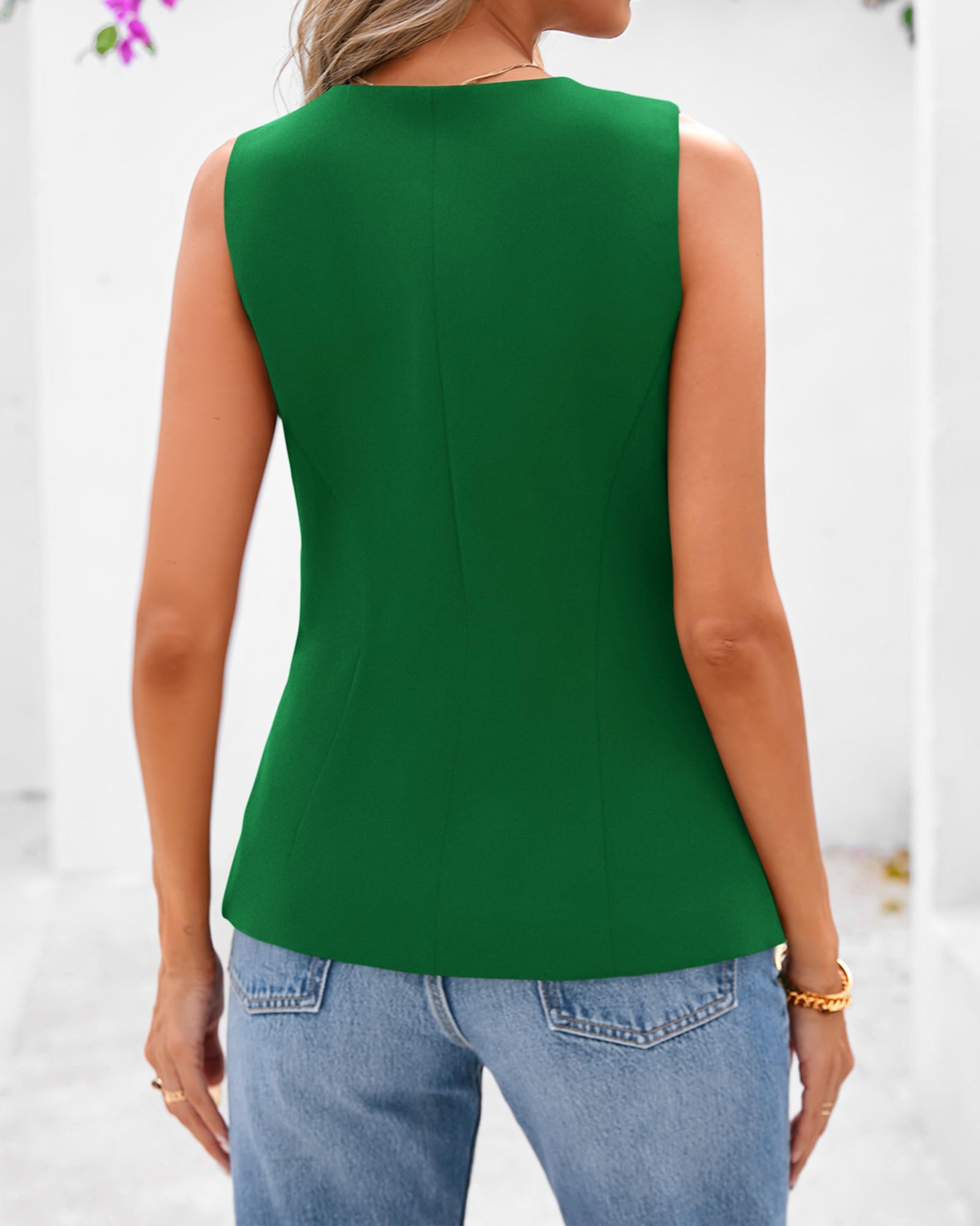 Foto 4 pulgar | Chaleco Btfbm Blazer De Verano Sin Mangas Para Mujer Bright Green M - Venta Internacional.