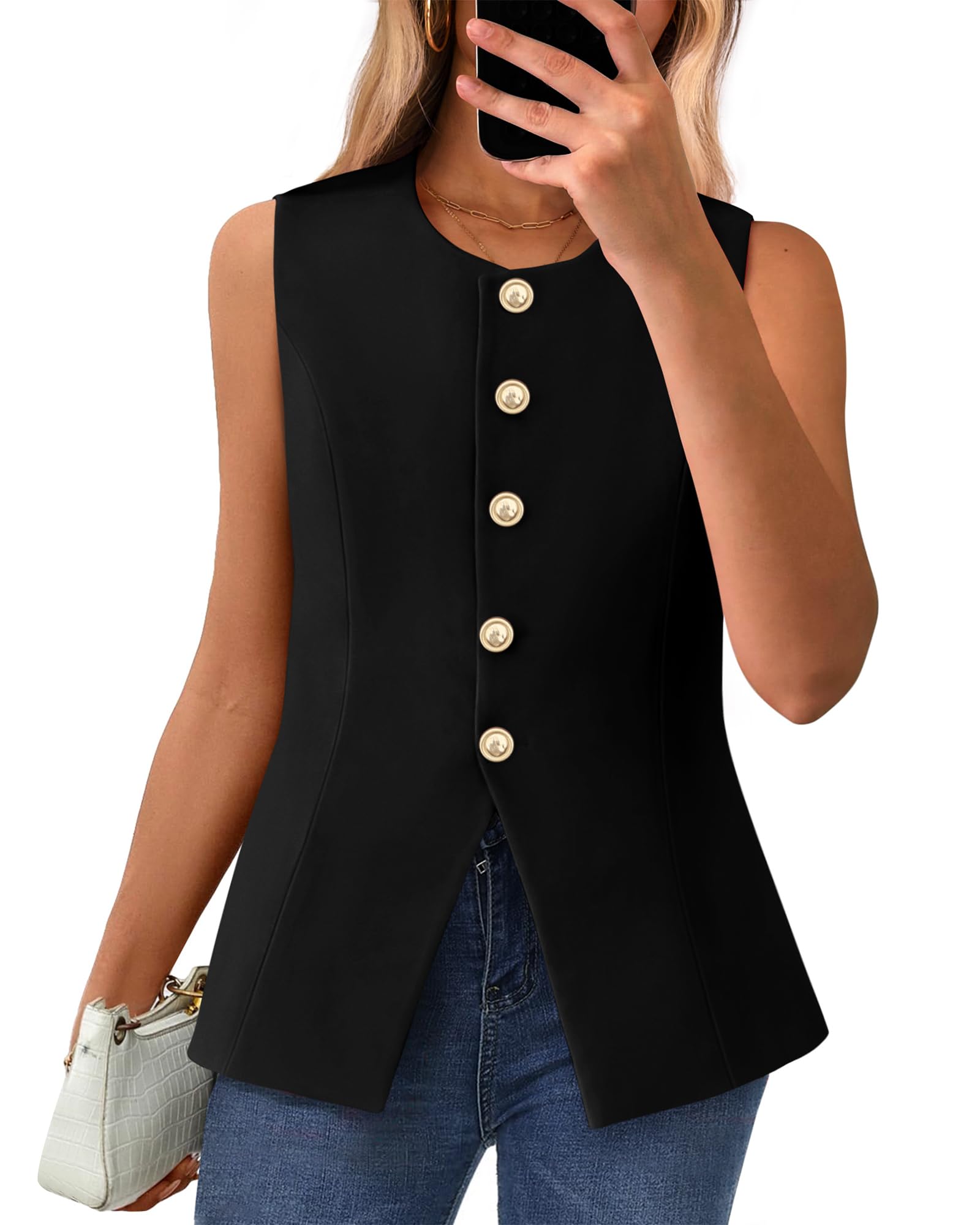 Foto 1 | Chaleco Blazer Btfbm De Verano Sin Mangas Para Mujer Negro Mediano - Venta Internacional.