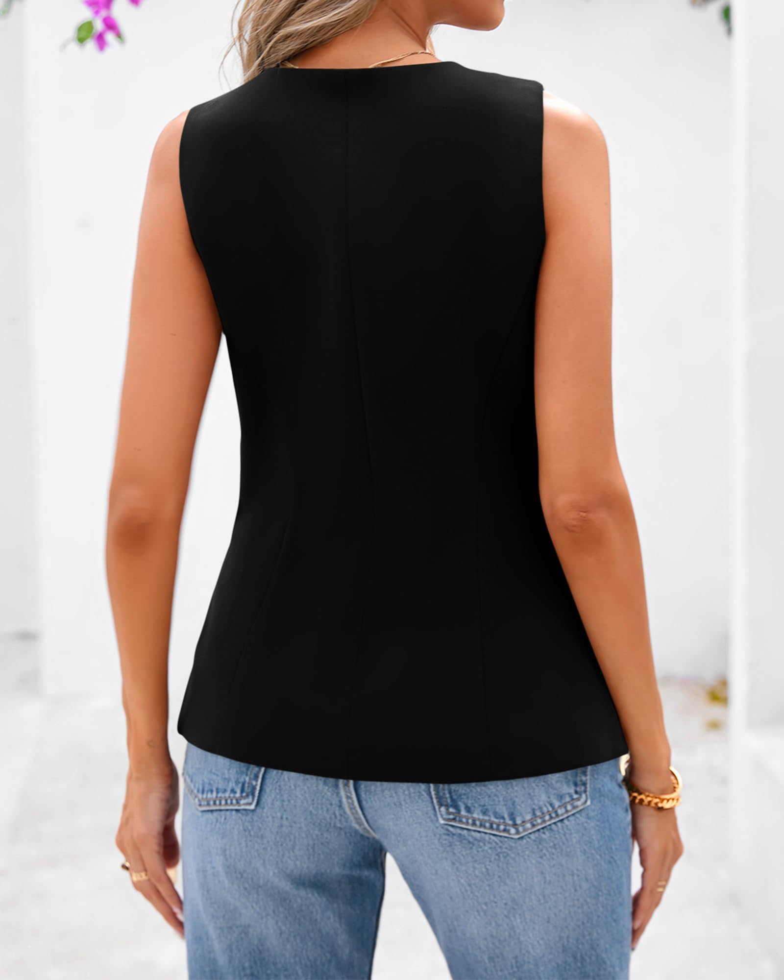 Foto 4 pulgar | Chaleco Blazer Btfbm De Verano Sin Mangas Para Mujer Negro Mediano - Venta Internacional.