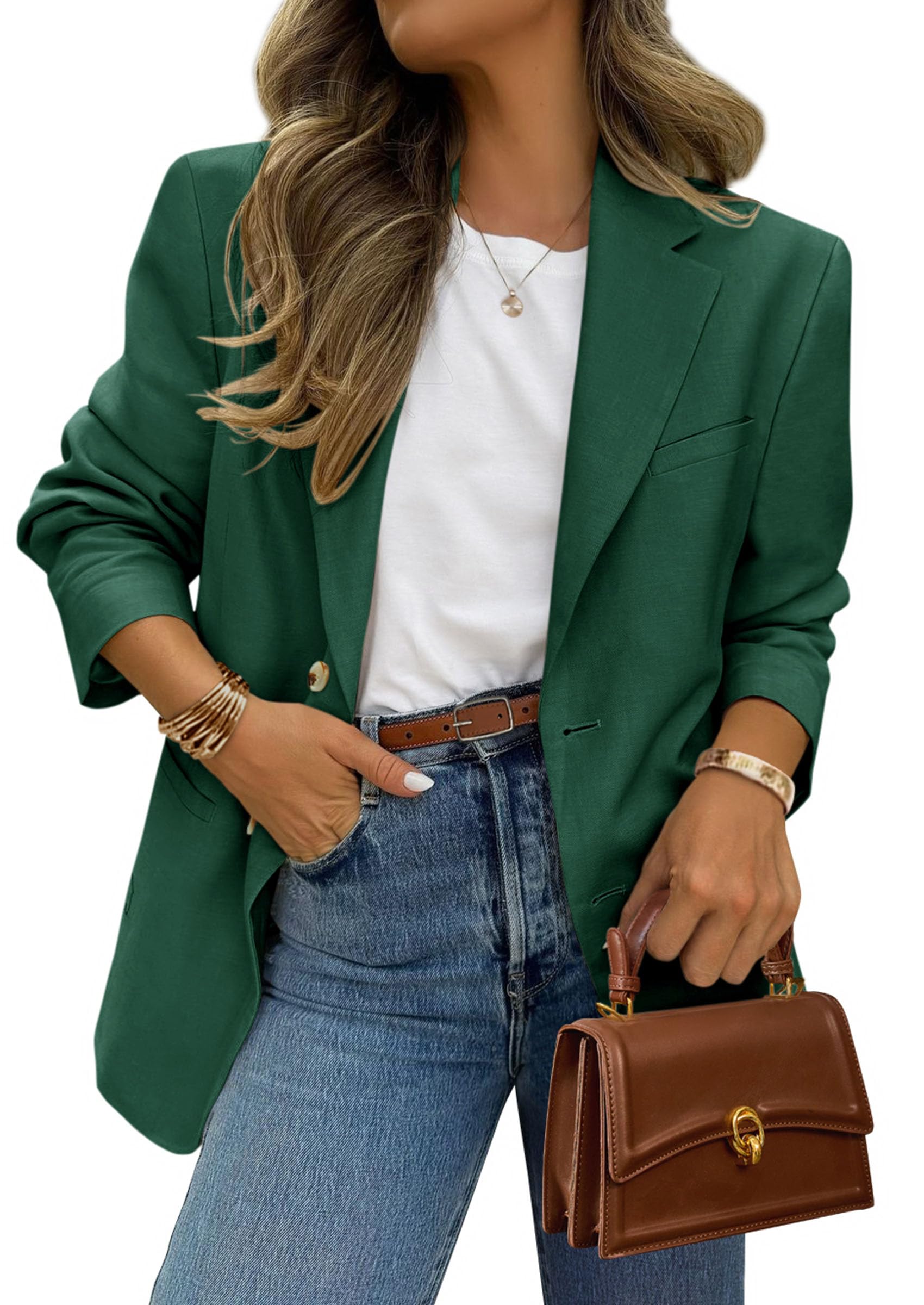 Foto 2 pulgar | Blazer Prettygarden 2025 Para Mujer, Casual, De Negocios, Color Verde Oscuro - Venta Internacional.