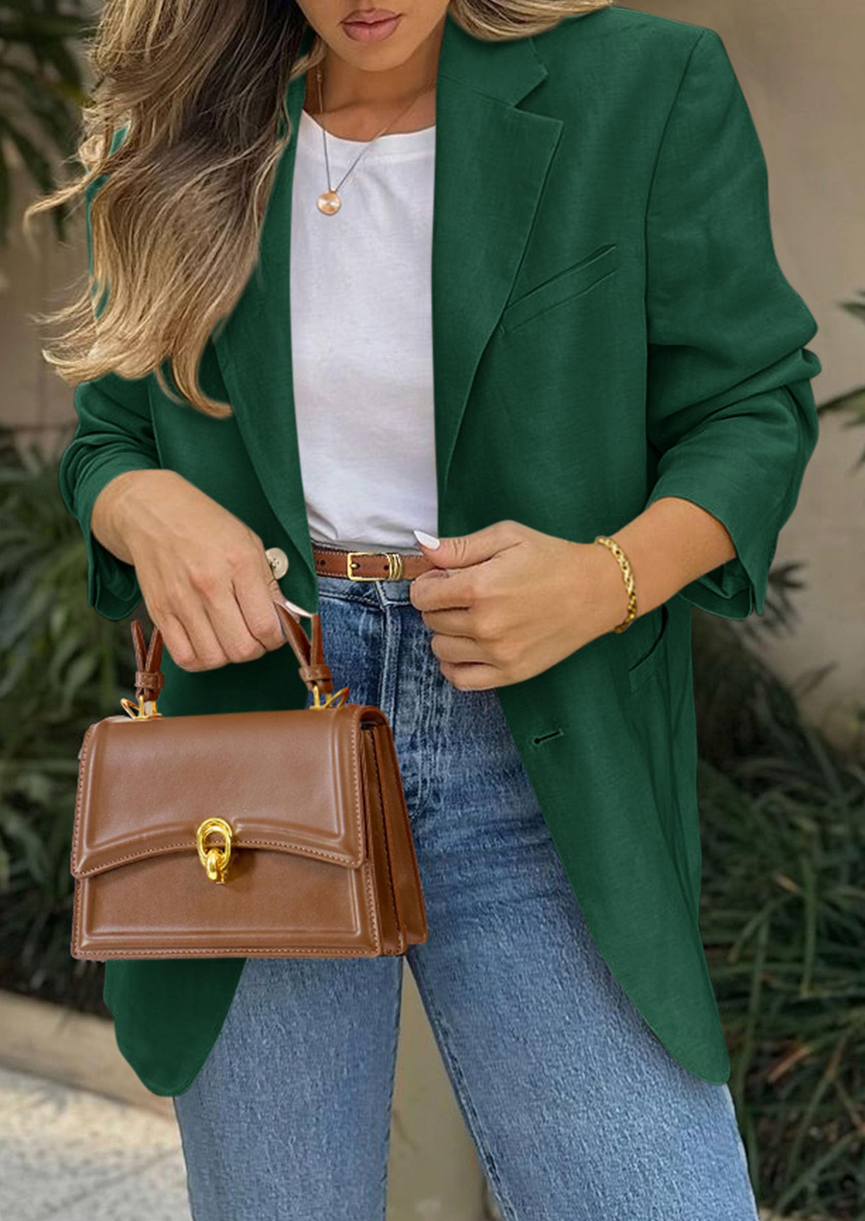 Foto 3 | Blazer Prettygarden 2025 Para Mujer, Casual, De Negocios, Color Verde Oscuro - Venta Internacional.
