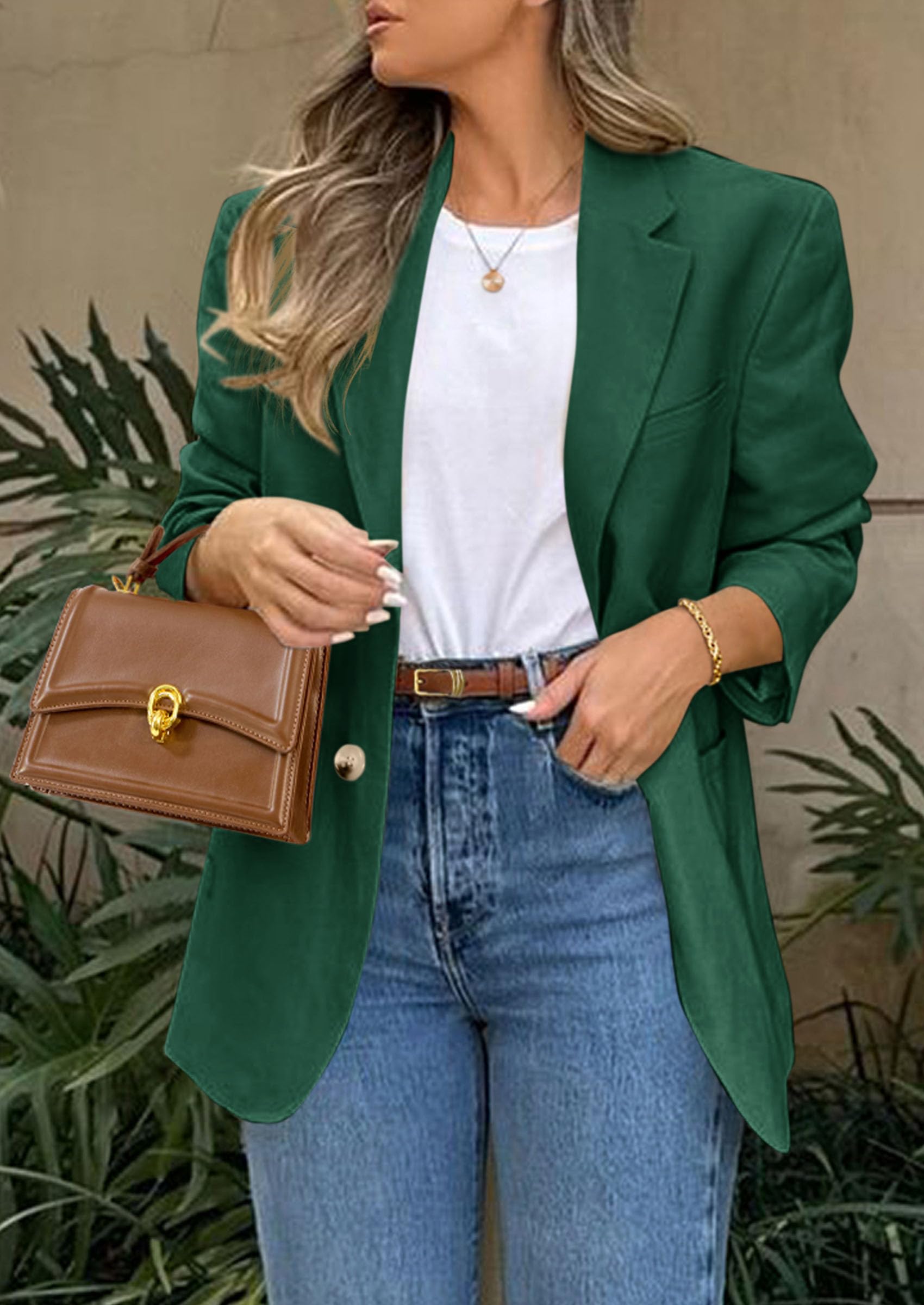 Foto 5 pulgar | Blazer Prettygarden 2025 Para Mujer, Casual, De Negocios, Color Verde Oscuro - Venta Internacional.
