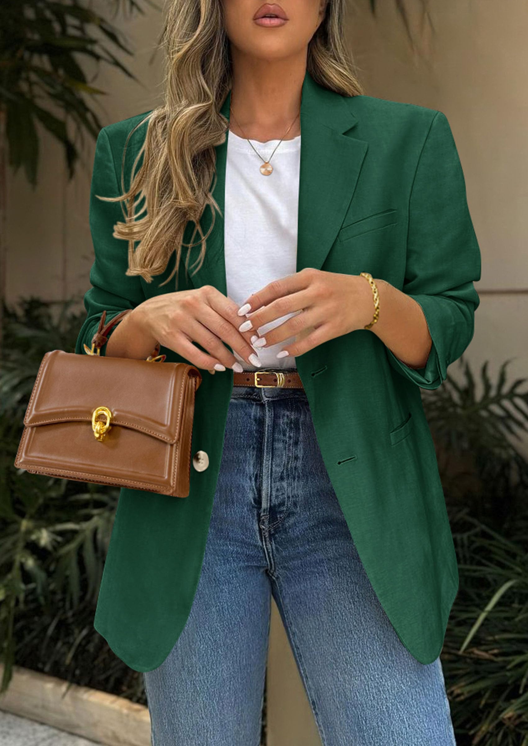 Foto 6 pulgar | Blazer Prettygarden 2025 Para Mujer, Casual, De Negocios, Color Verde Oscuro - Venta Internacional.