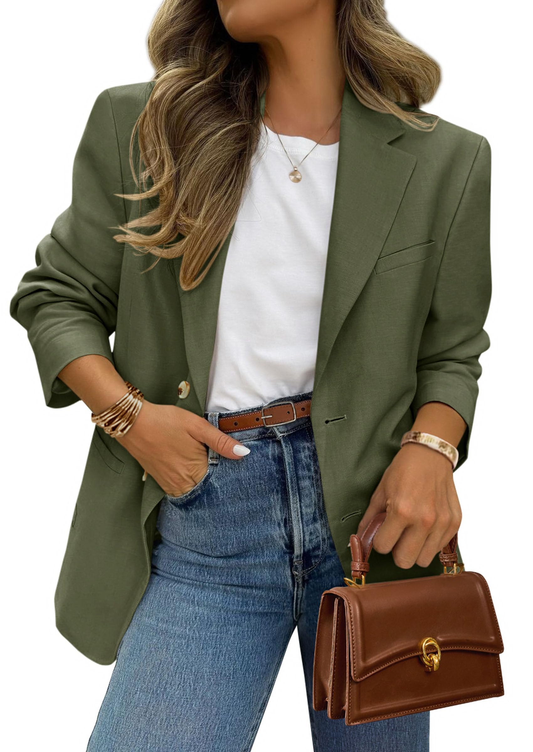 Foto 2 pulgar | Blazer Prettygarden 2025 Para Mujer, Casual, De Negocios, Color Verde Militar - Venta Internacional.