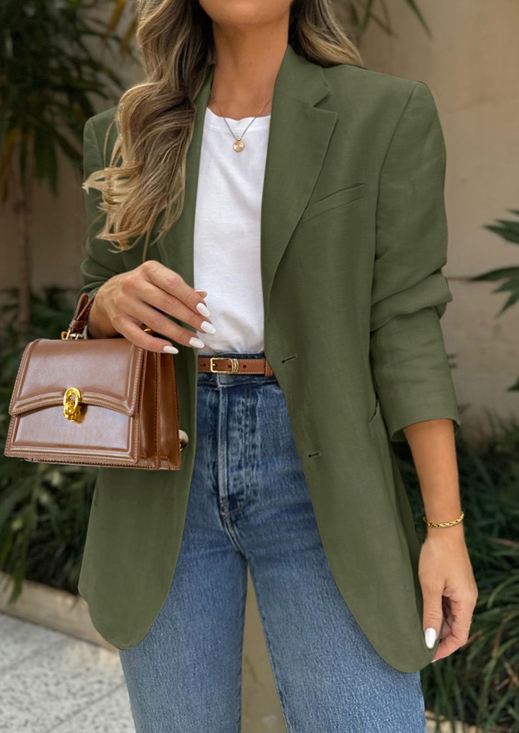 Foto 2 | Blazer Prettygarden 2025 Para Mujer, Casual, De Negocios, Color Verde Militar - Venta Internacional.