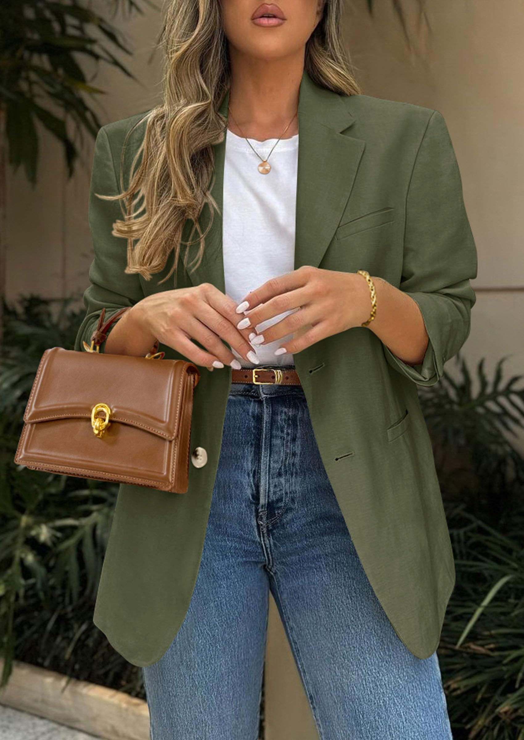 Foto 6 pulgar | Blazer Prettygarden 2025 Para Mujer, Casual, De Negocios, Color Verde Militar - Venta Internacional.
