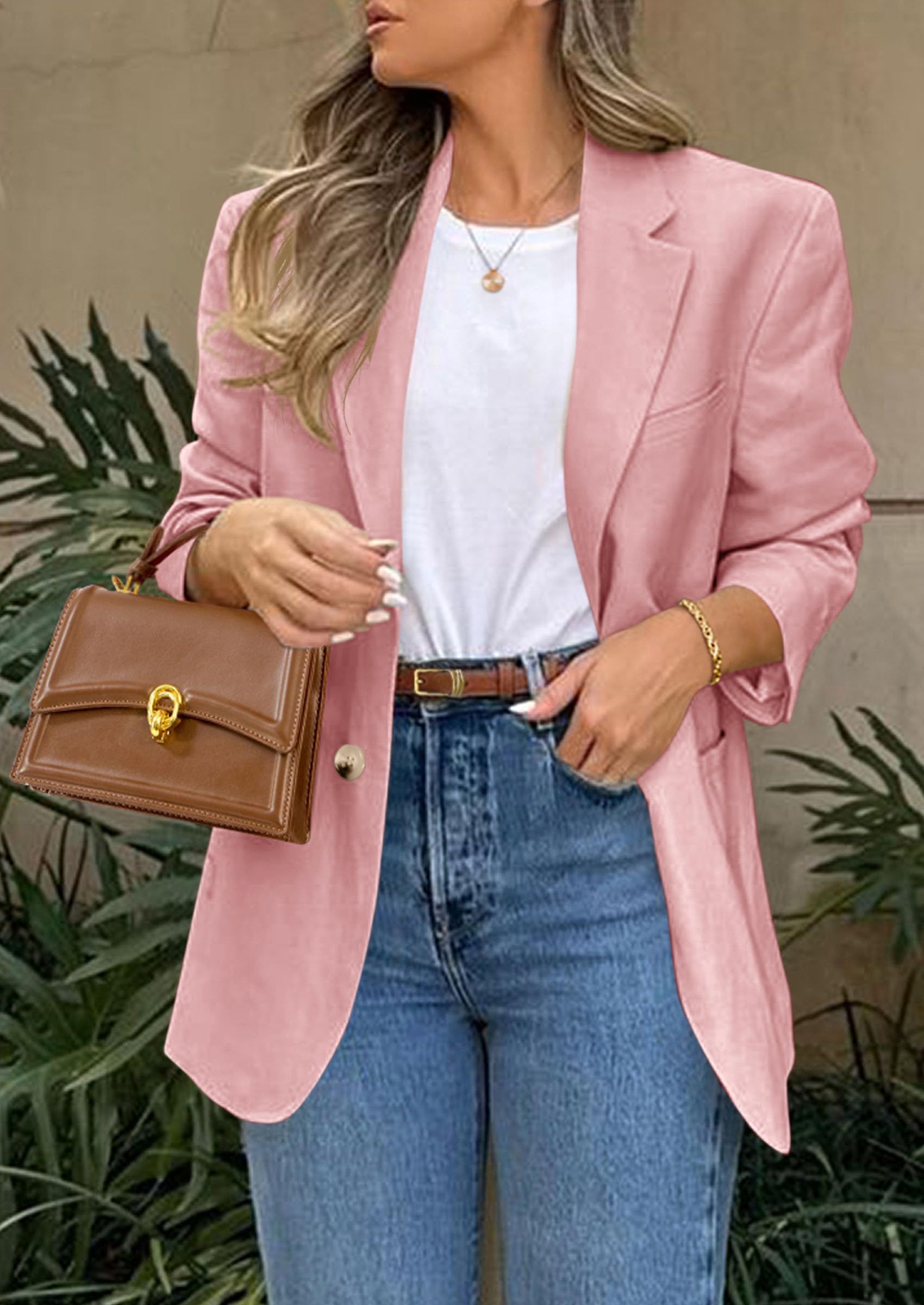 Foto 5 pulgar | Blazer Prettygarden 2025 Para Mujer, Casual, De Negocios, Gris Y Rosa - Venta Internacional.
