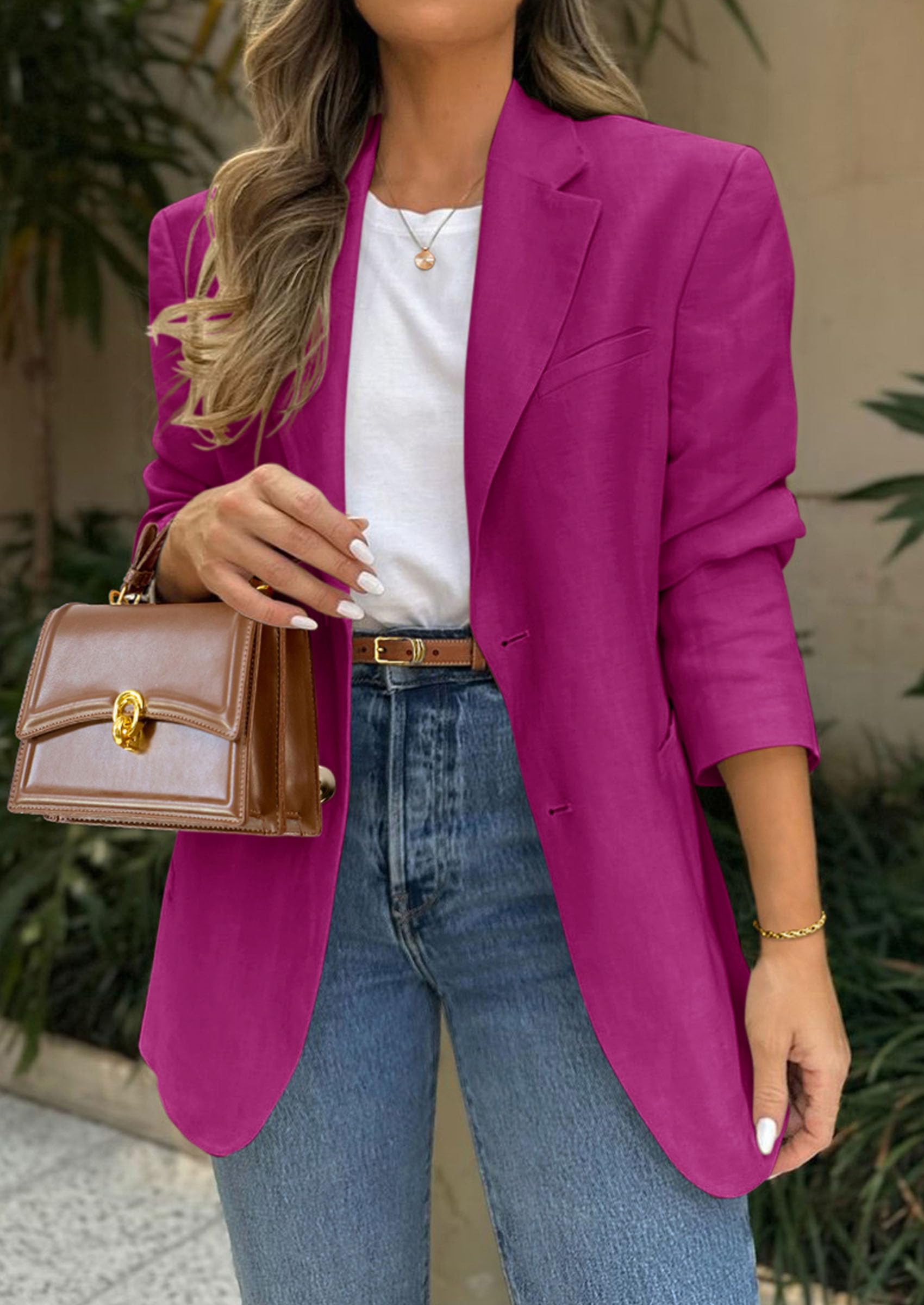 Foto 2 | Blazer Prettygarden 2025 Para Mujer, Casual, De Negocios, Rosa - Venta Internacional.