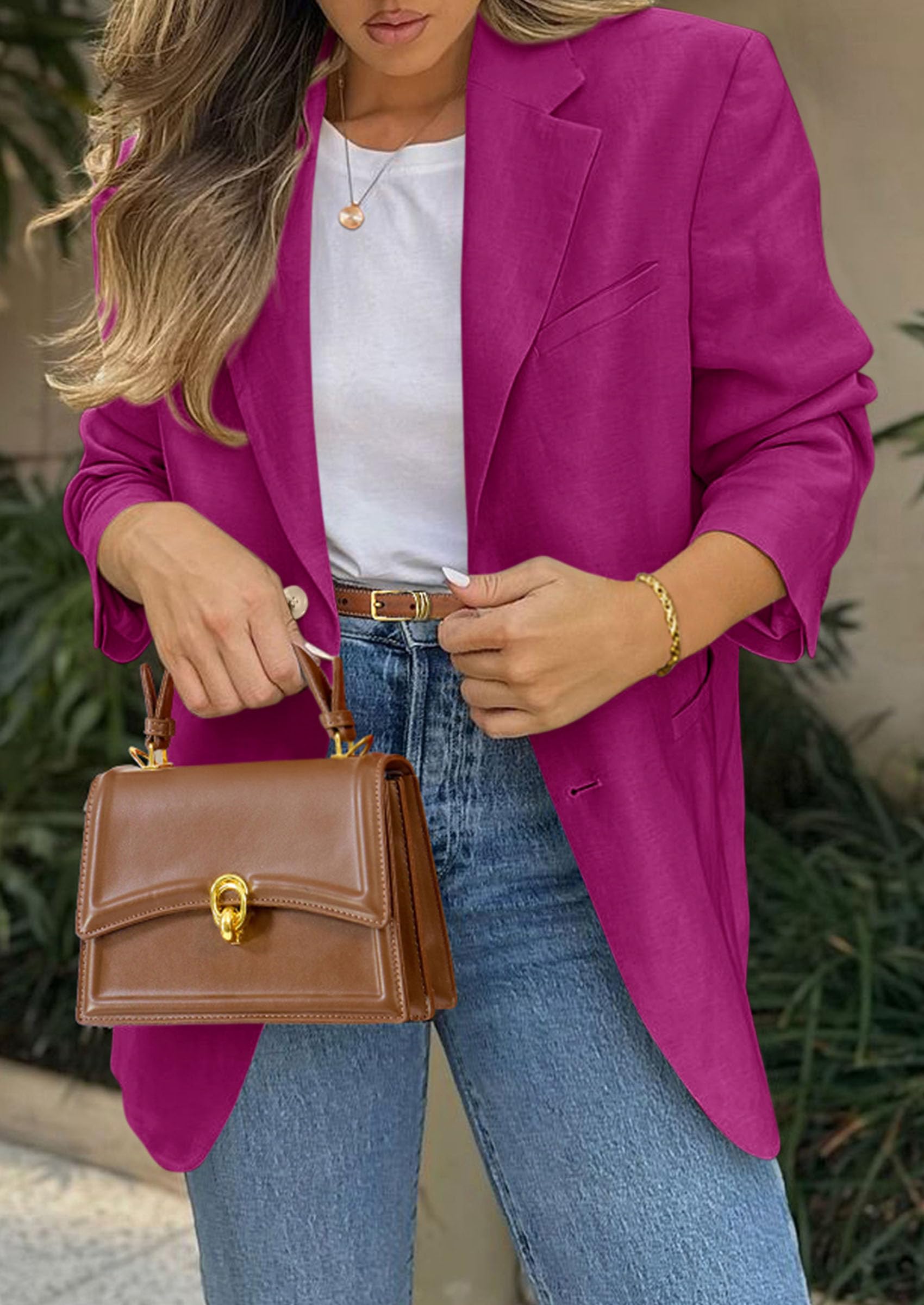 Foto 4 pulgar | Blazer Prettygarden 2025 Para Mujer, Casual, De Negocios, Rosa - Venta Internacional.