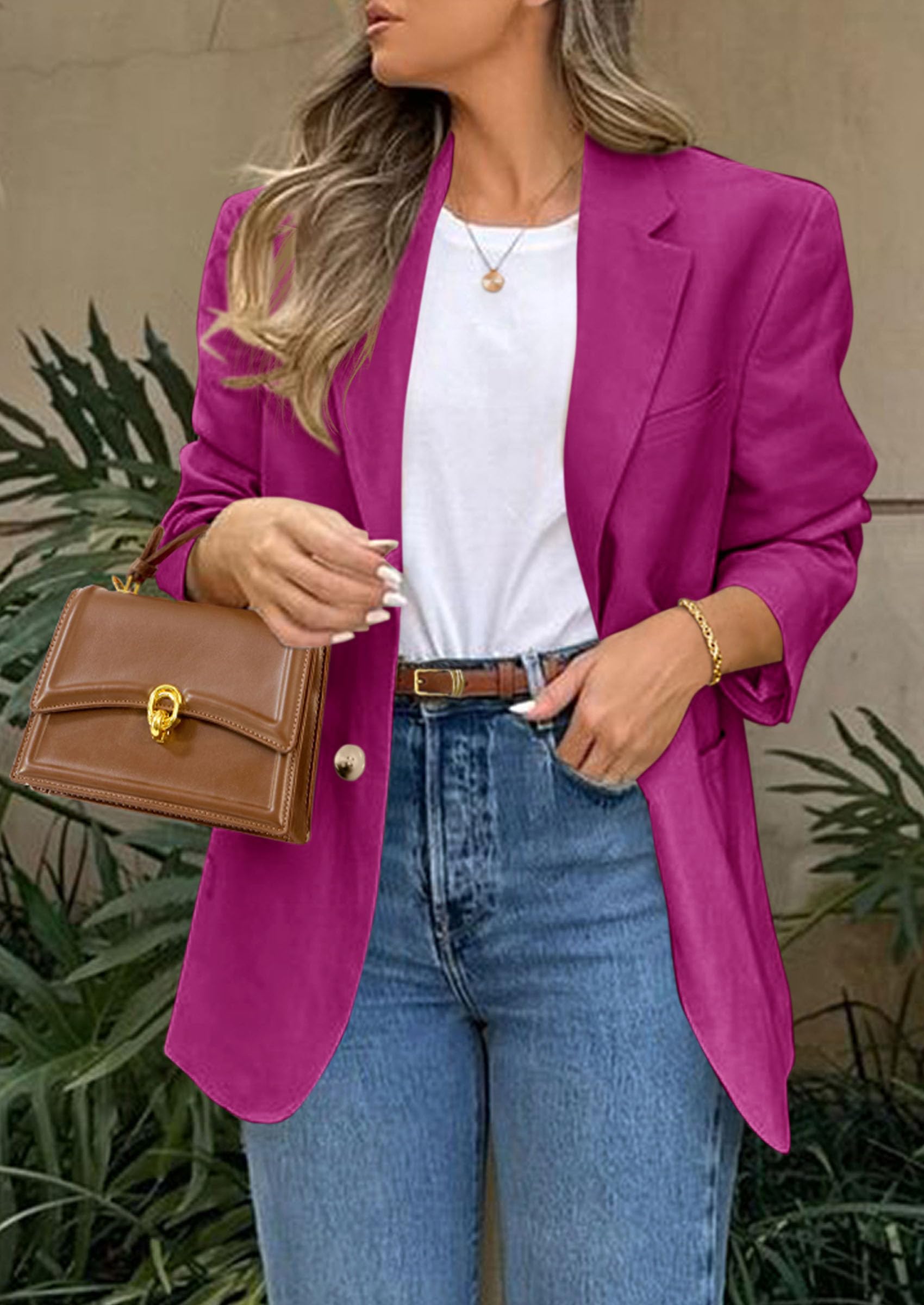 Foto 5 pulgar | Blazer Prettygarden 2025 Para Mujer, Casual, De Negocios, Rosa - Venta Internacional.
