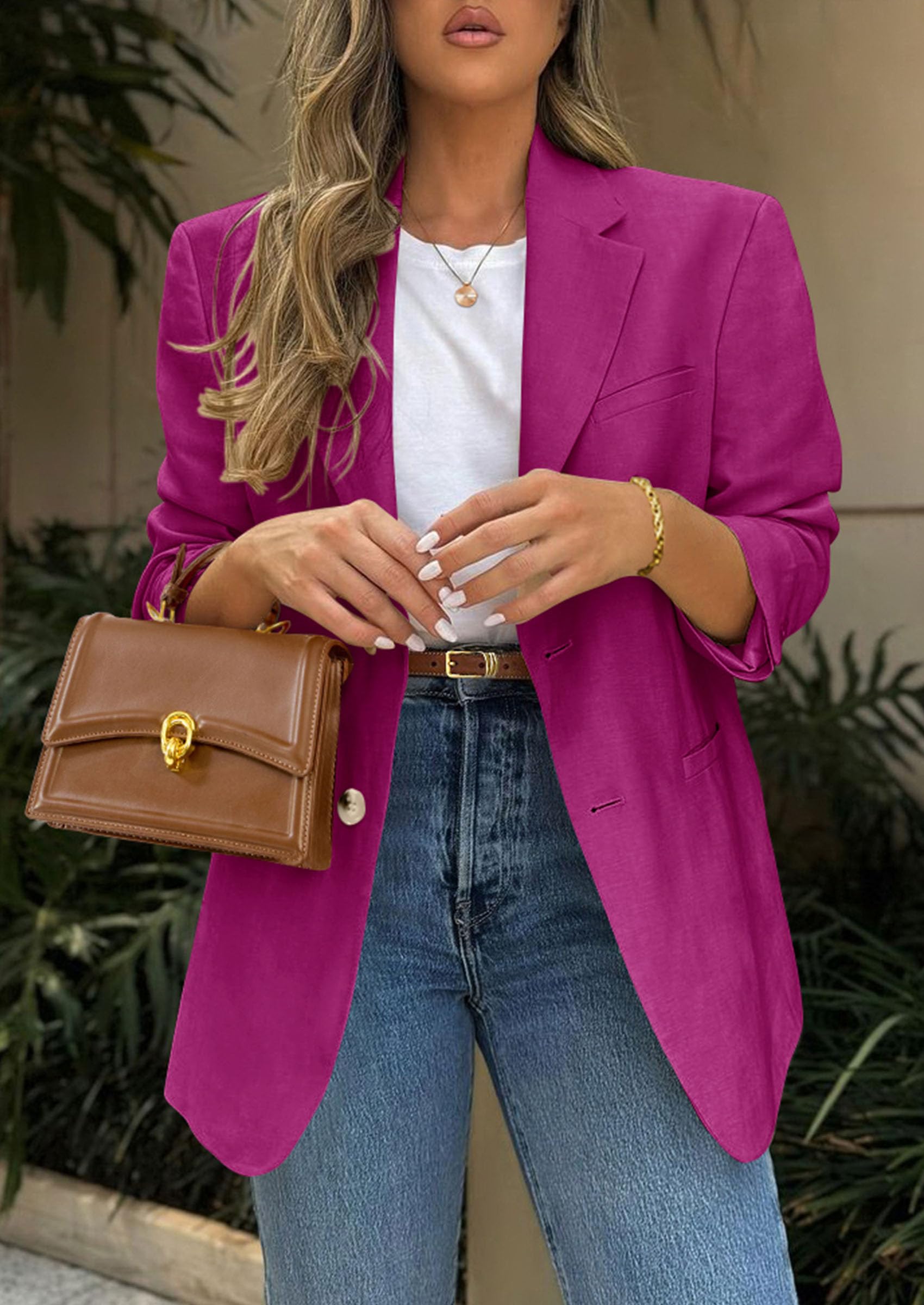 Foto 6 pulgar | Blazer Prettygarden 2025 Para Mujer, Casual, De Negocios, Rosa - Venta Internacional.