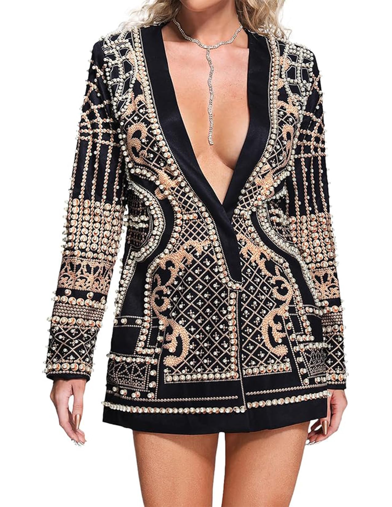 Foto 2 pulgar | Vestido Blazer Bella Barnett Pearl Con Cuello En V Y Manga Larga Negro - Venta Internacional.