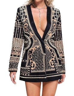 Foto 1 | Vestido Blazer Bella Barnett Pearl Con Cuello En V Y Manga Larga Negro - Venta Internacional.