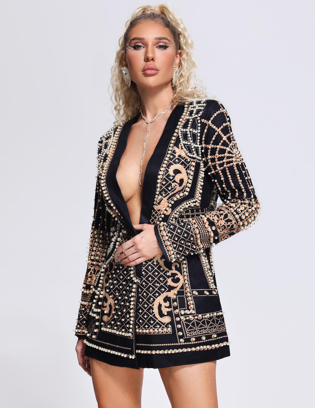 Foto 5 pulgar | Vestido Blazer Bella Barnett Pearl Con Cuello En V Y Manga Larga Negro - Venta Internacional.
