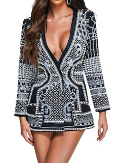 Foto 1 | Vestido Blazer Bella Barnett Estampado Con Cuello En V Profundo Blanco Perla - Venta Internacional.